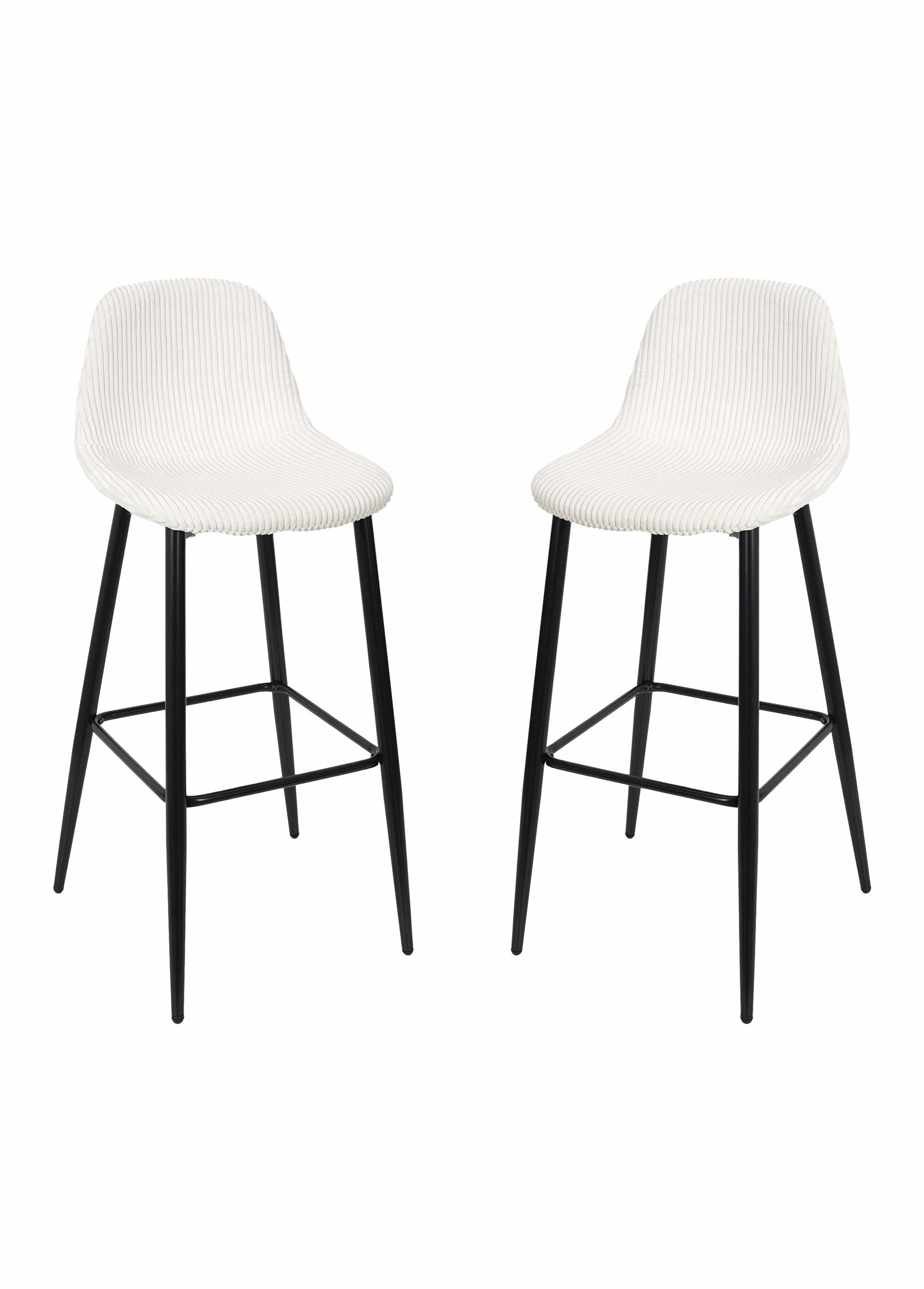 Chaises hautes de bar, velours cotelé 1T BEIGE CMP-HD0283 FA1