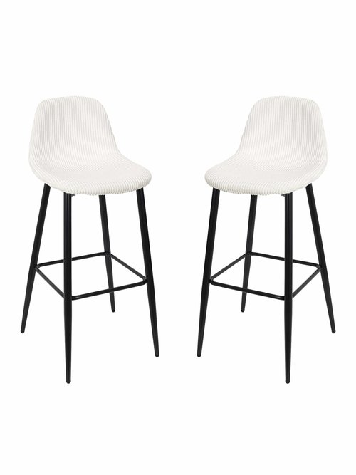 Chaises hautes de bar, velours cotelé 1T BEIGE CMP-HD0283 FA1