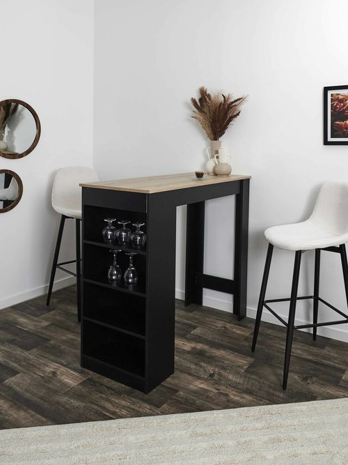 Chaises hautes de bar, velours cotelé 1T BEIGE CMP-HD0283 SI1