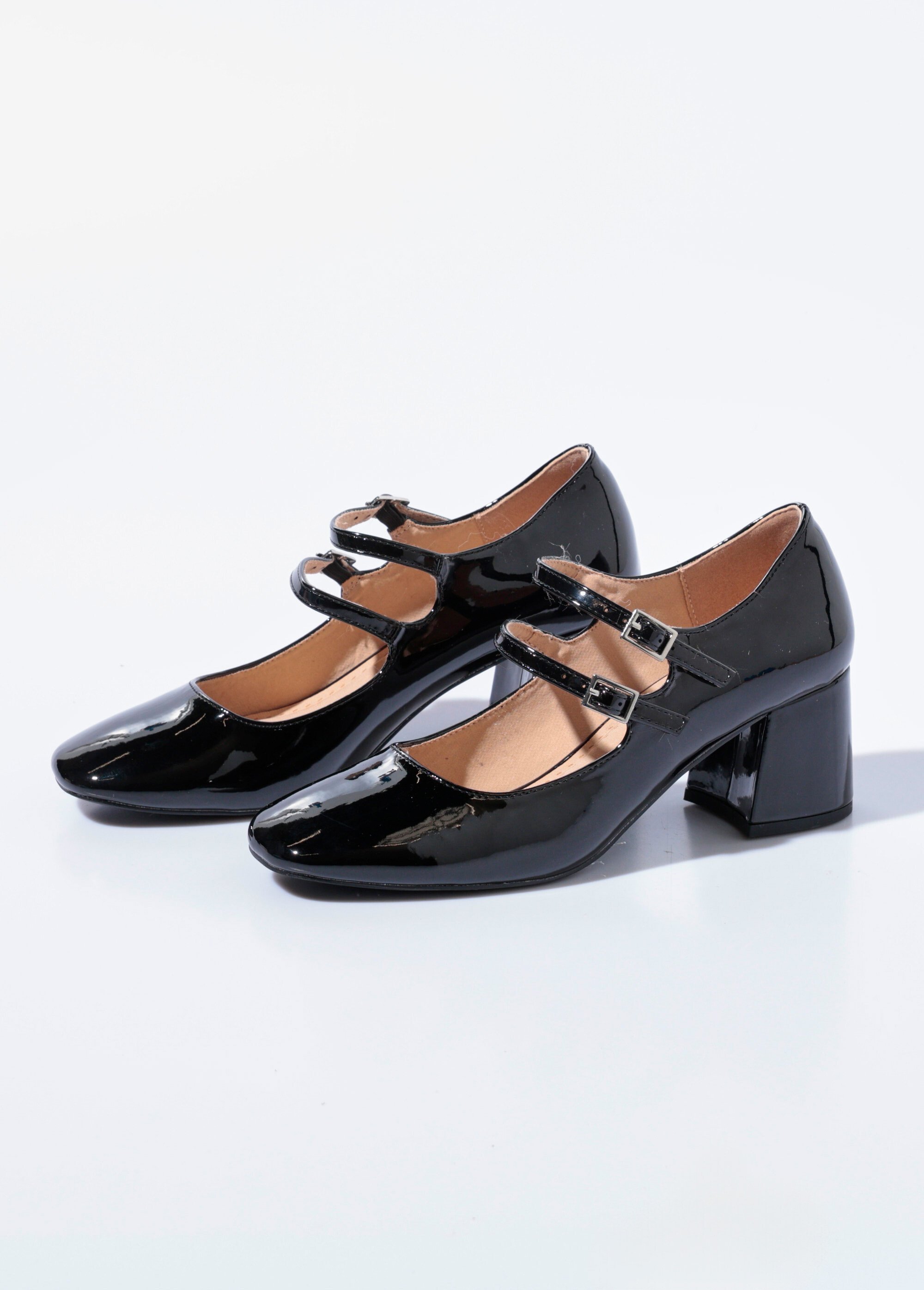 Babies à talon vernies avec bout carré Femme Noir CORM5755 DE1