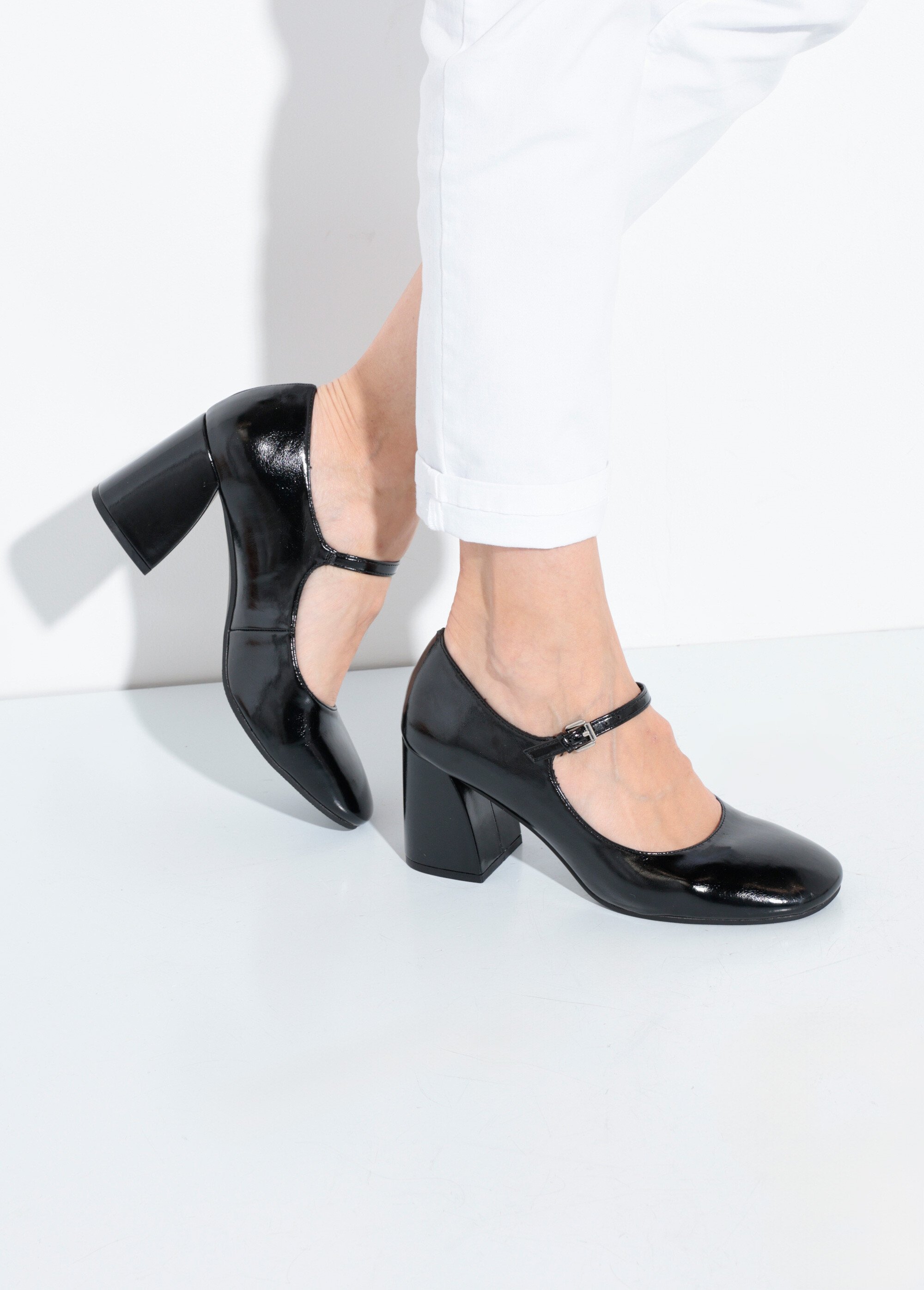 Babies vernies bout rond à talon haut Femme Noir CORM5760 SI1