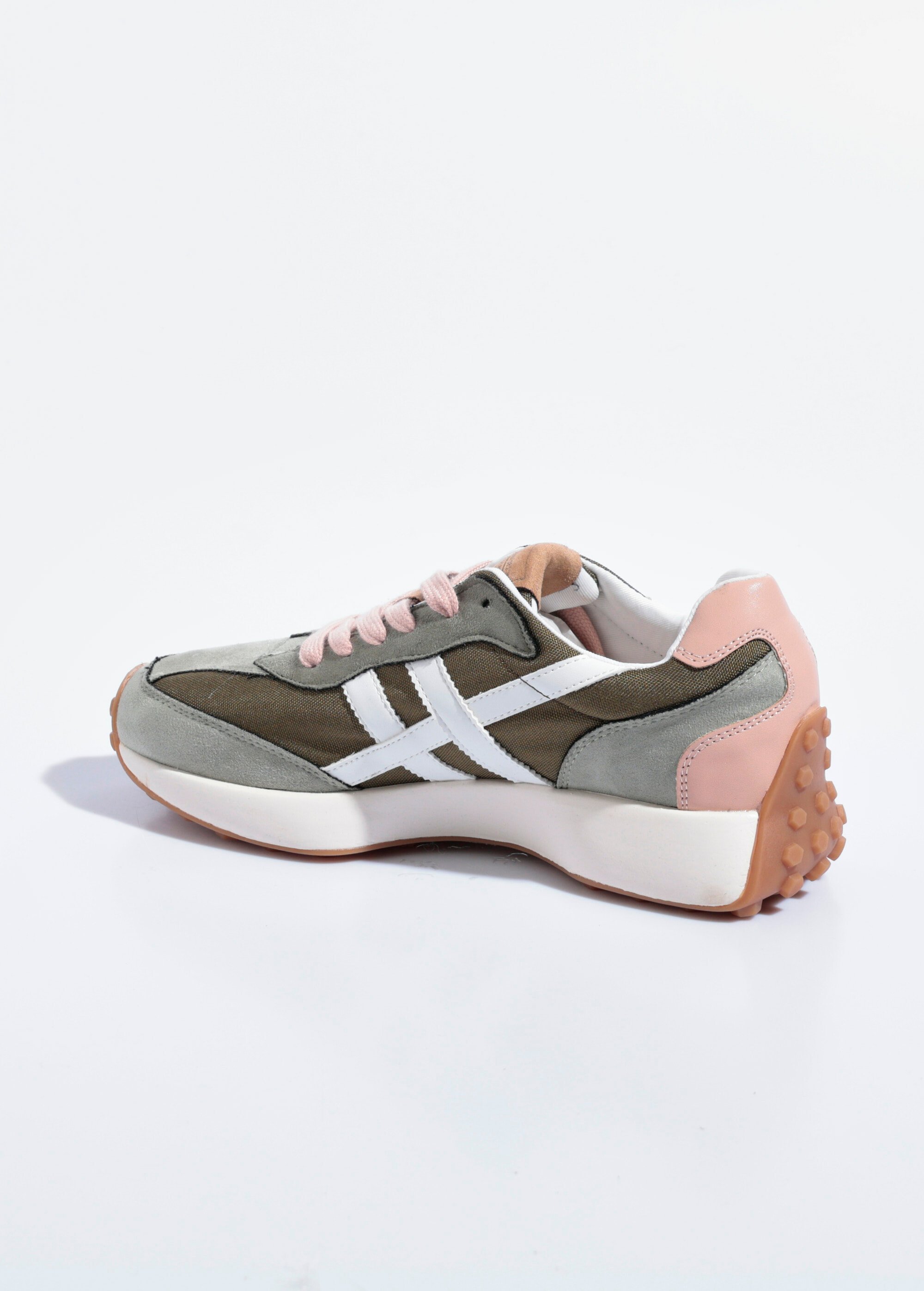 Baskets compensées multimatières à lacets Femme KAKI ET ROSE CORM5555 DO1