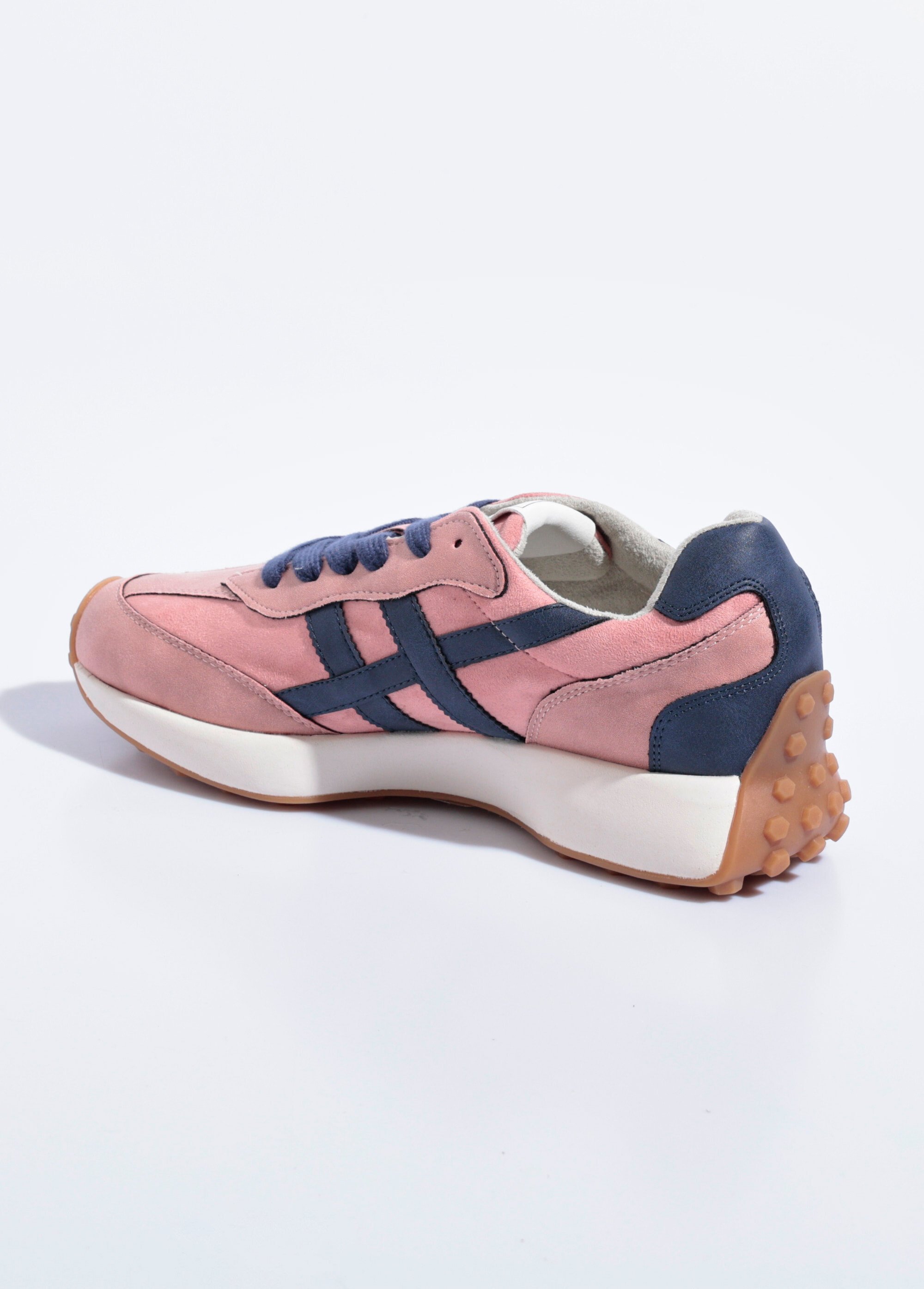 Baskets compensées multimatières à lacets Femme Rose CORM5555 DO1