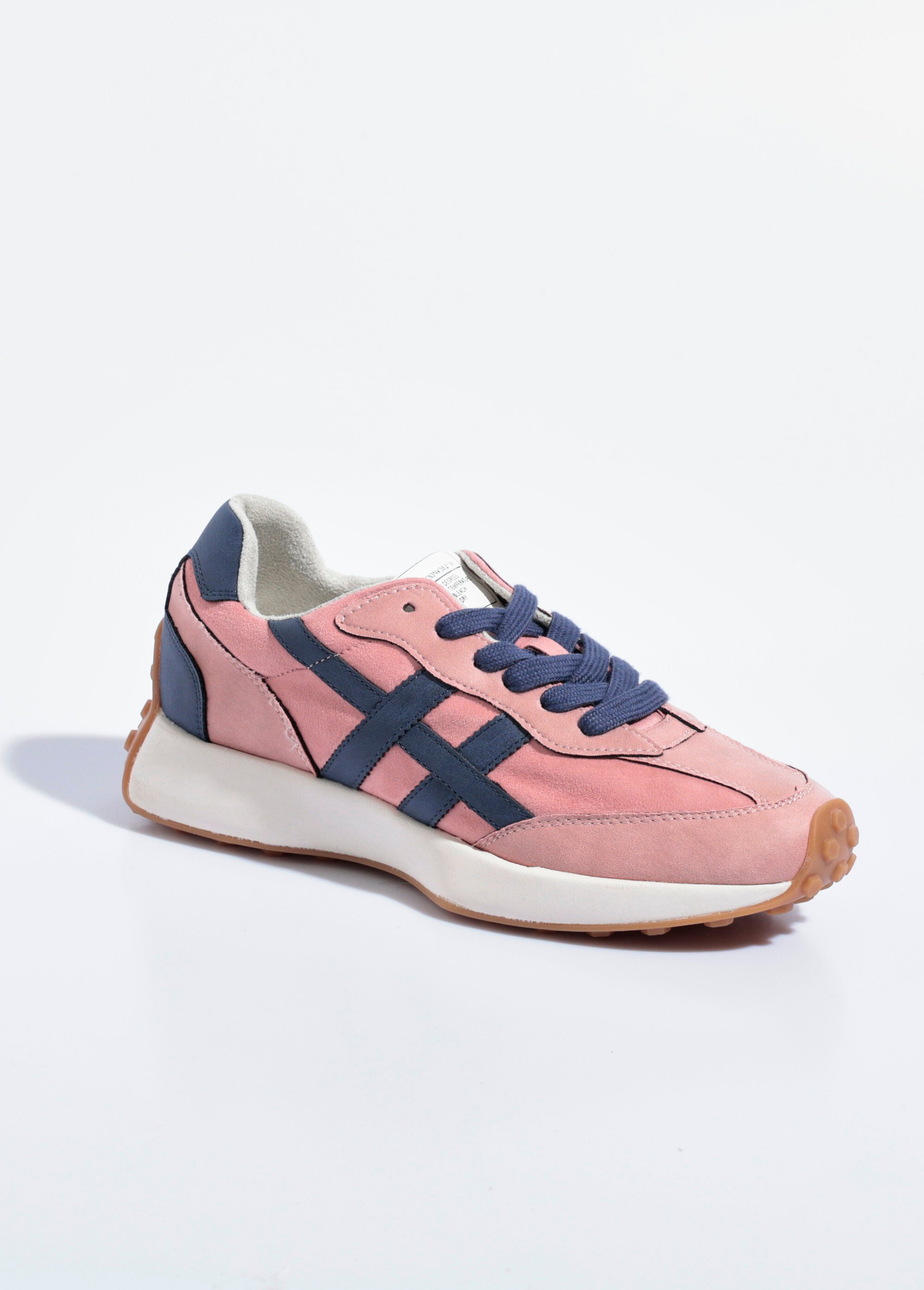 Baskets compensées multimatières à lacets Femme Rose CORM5555 FA1
