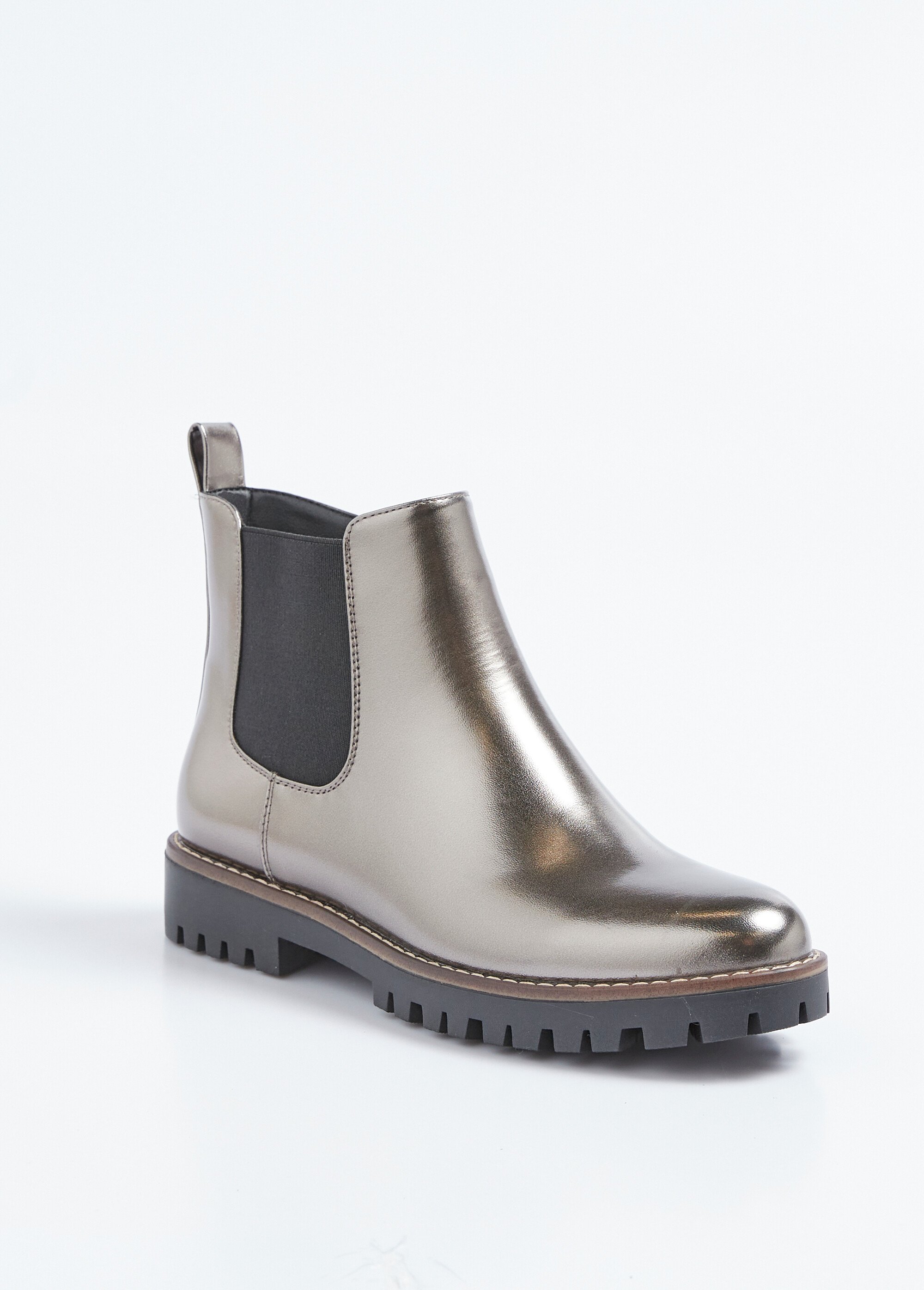 Chelsea boots semelle crantée largeur confort Femme Gris OMANIA FA1
