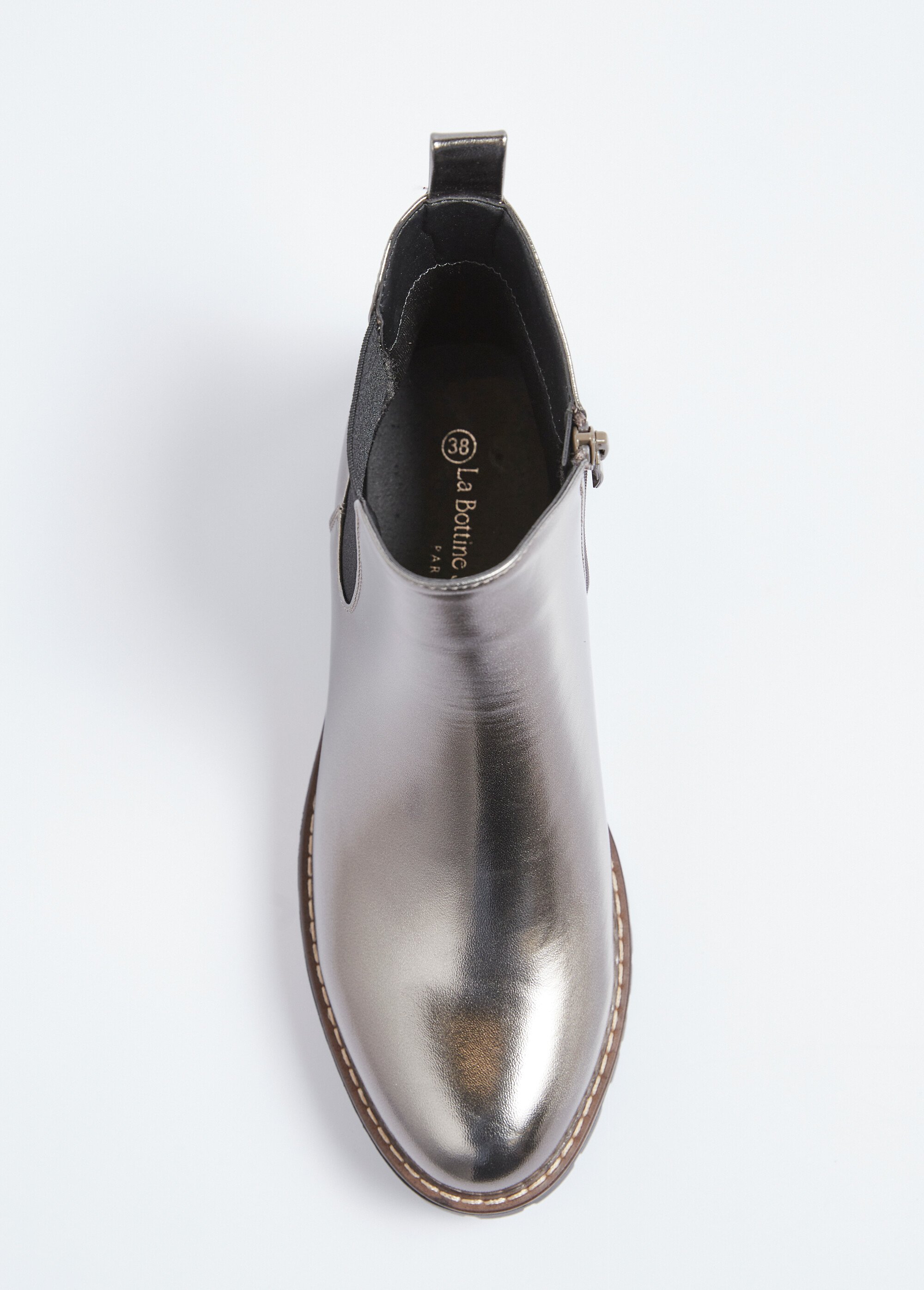 Chelsea boots semelle crantée largeur confort Femme Gris OMANIA OV1