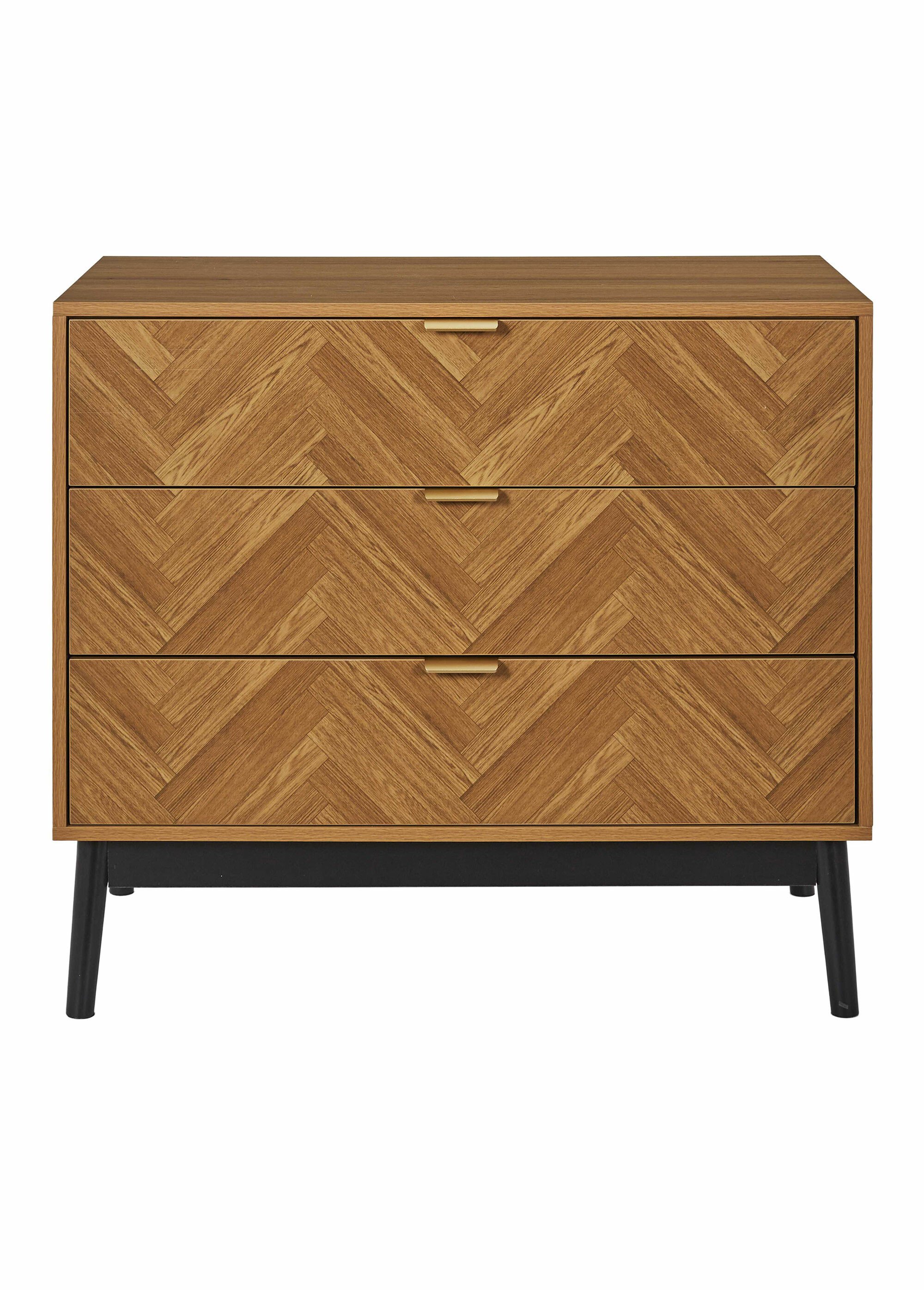 Commode bois façon chevrons, 3 tiroirs MARRON CMP-HD0302 DE1
