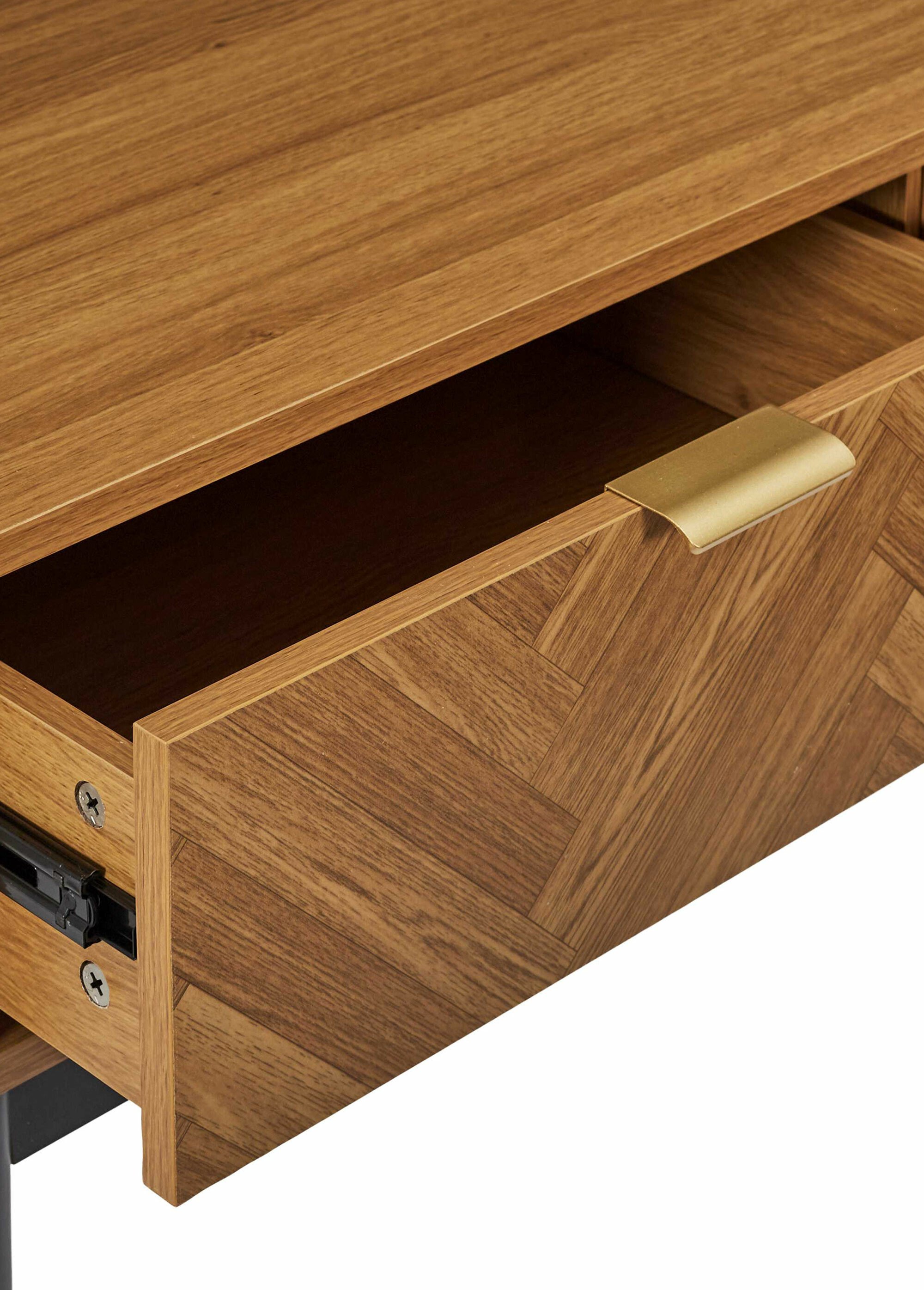 Console bois façon chevrons, 2 tiroirs MARRON CMP-HD0301 DE3