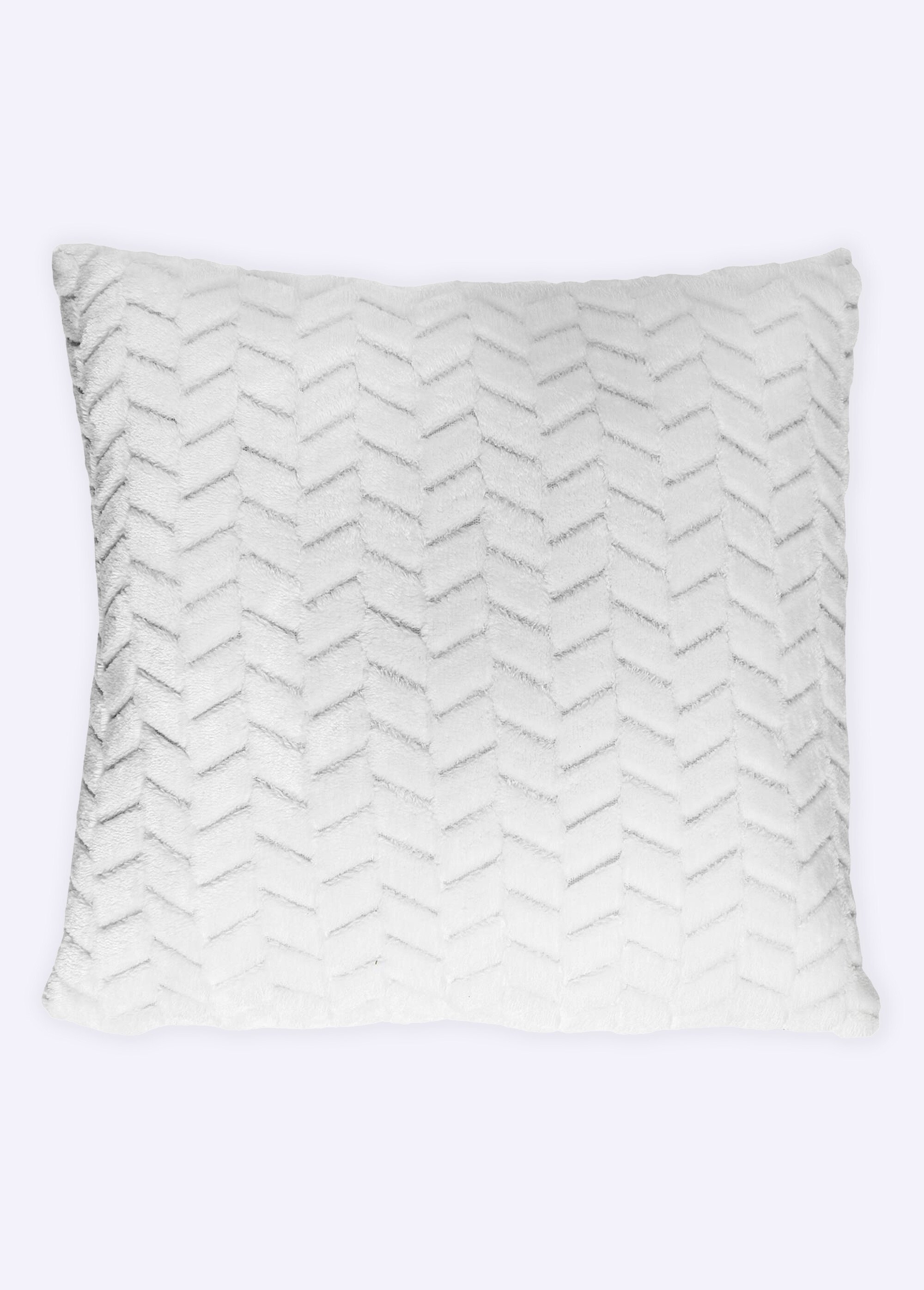 Coussin carré fourrure motif chevrons