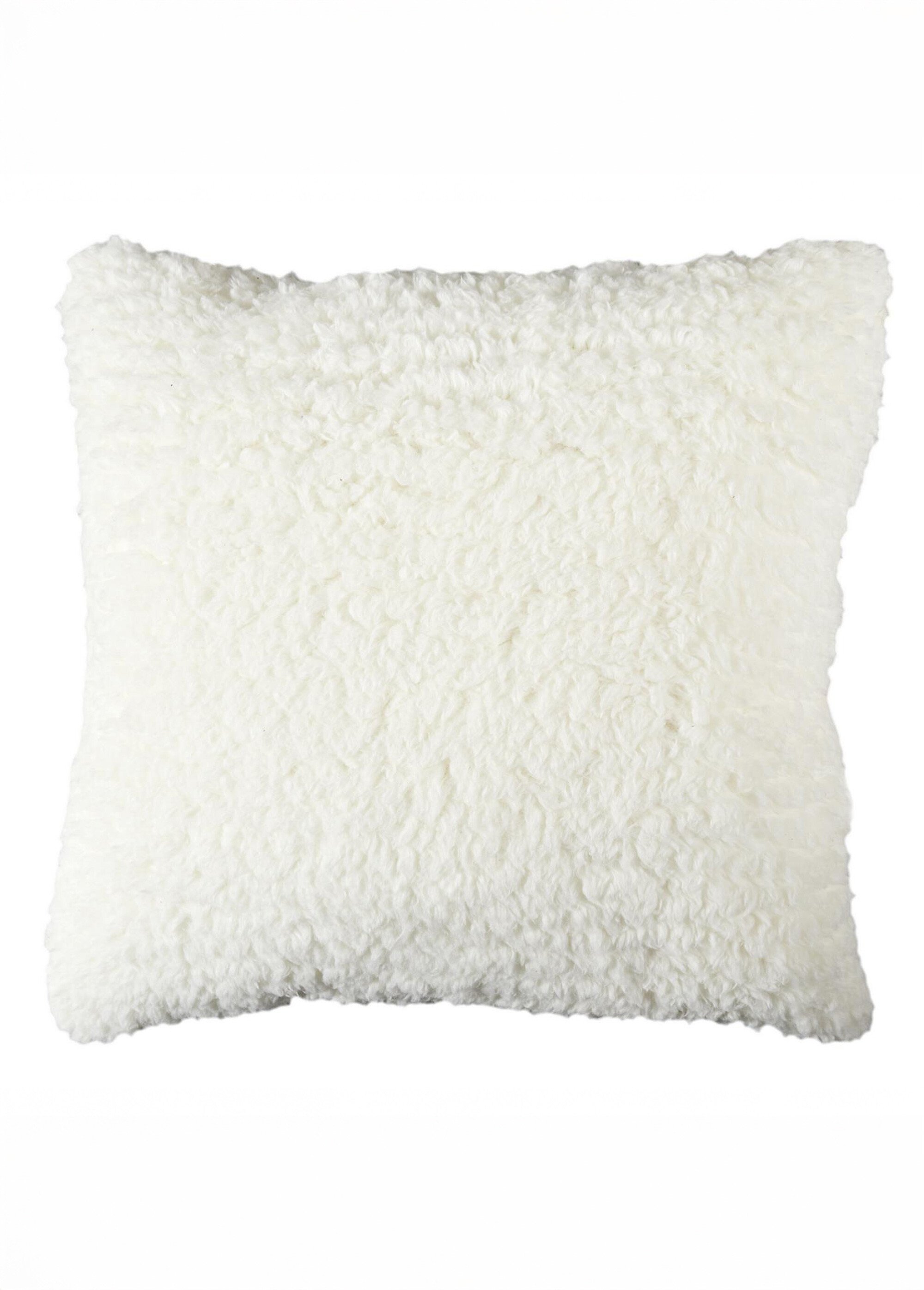 Coussin carré motif tressé et sherpa