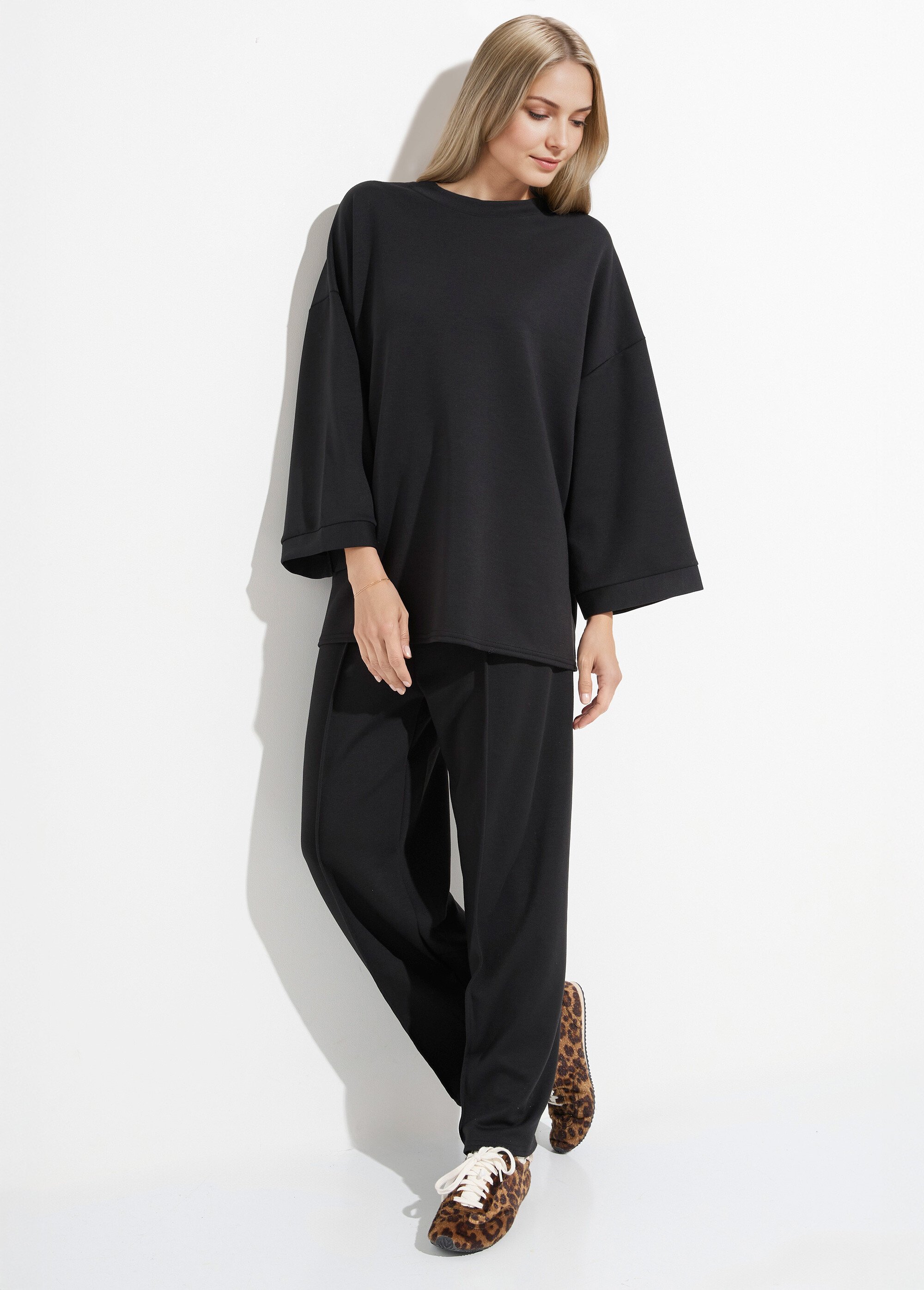 Ensemble confort 2 pièces, stretch Femme Noir MQ-4183 FA1