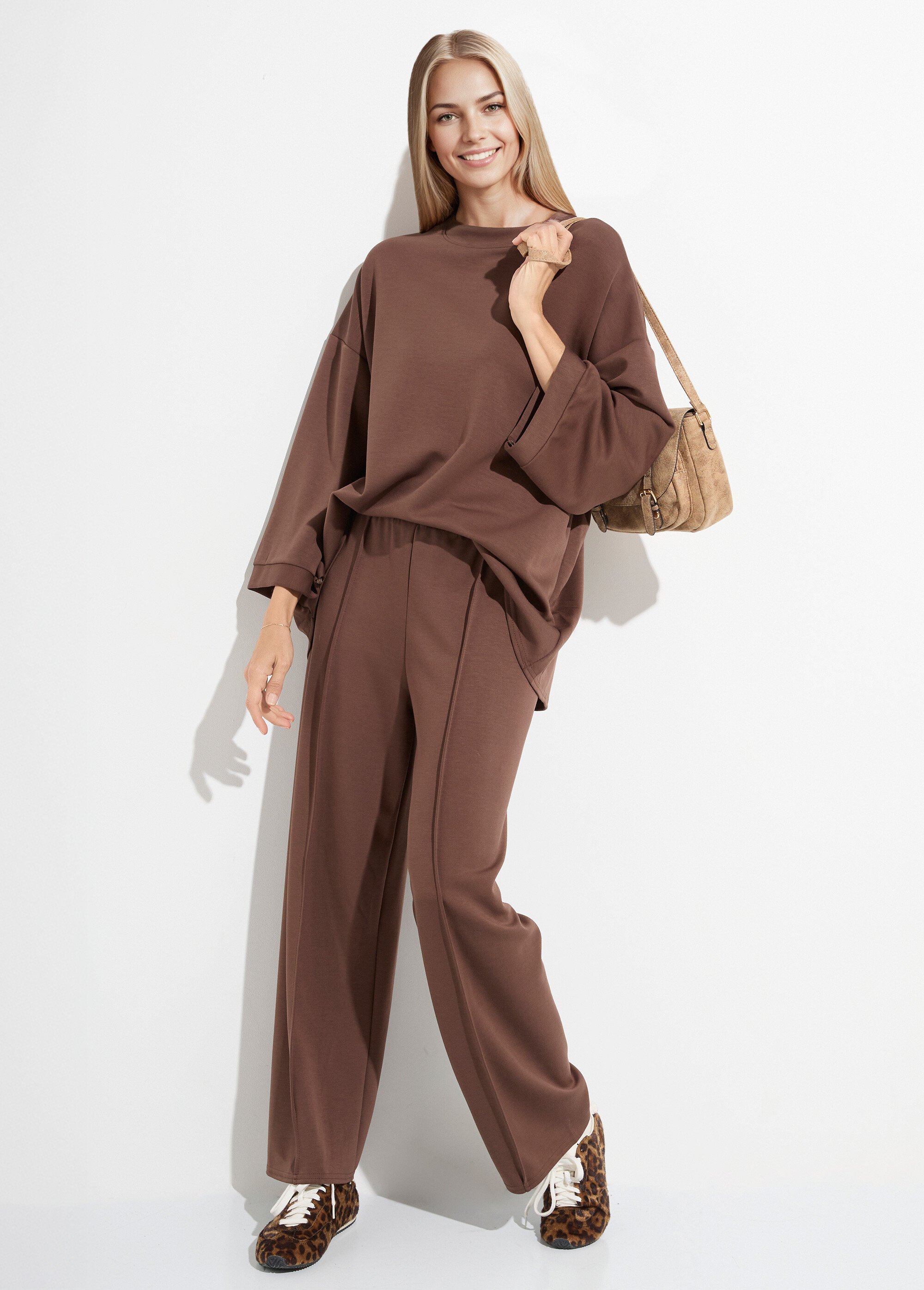 Ensemble confort 2 pièces, stretch Femme Marron MQ-4183 MV1