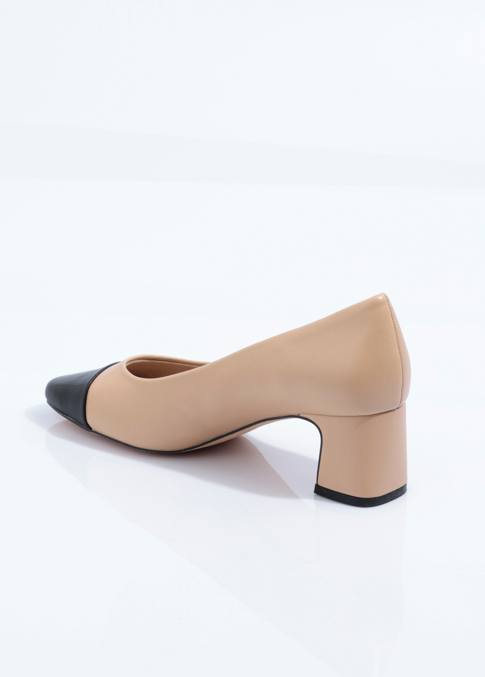 Escarpins bicolores talon, thème Couture Femme Beige CORM4675 DO1
