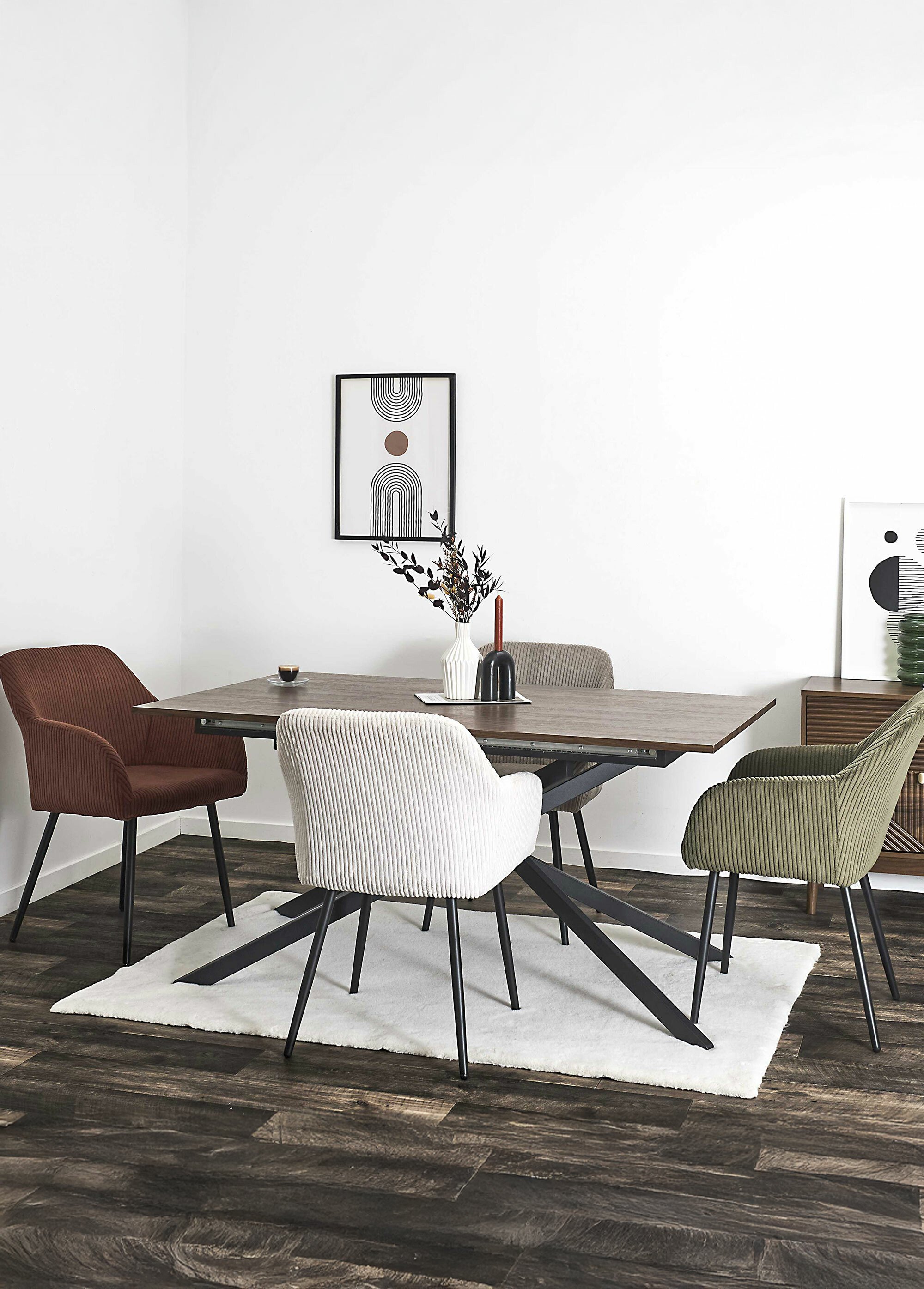 Fauteuil compact en velours cotelé, 2T BEIGE CMP-HD0280 SI2