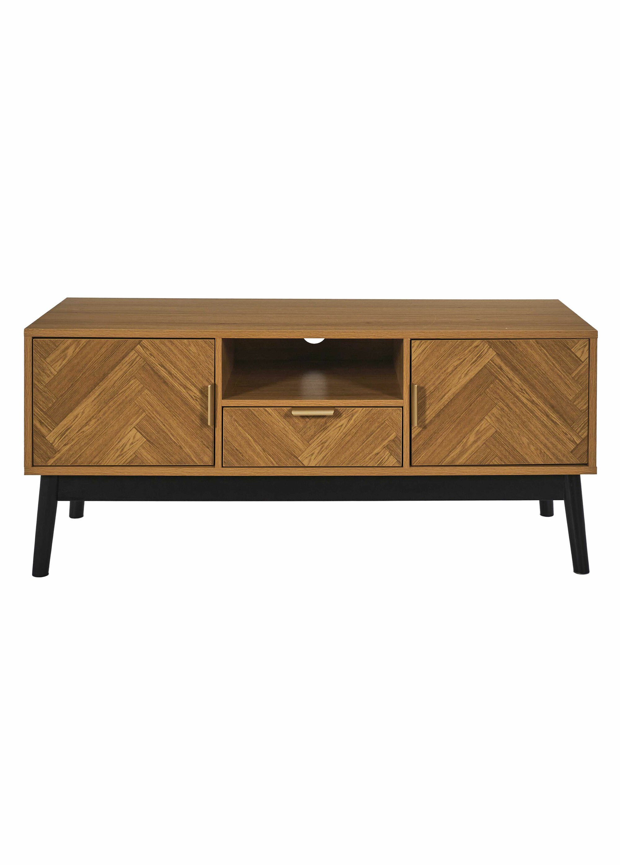 Meuble TV en bois façon chevrons MARRON CMP-HD0300 DE1