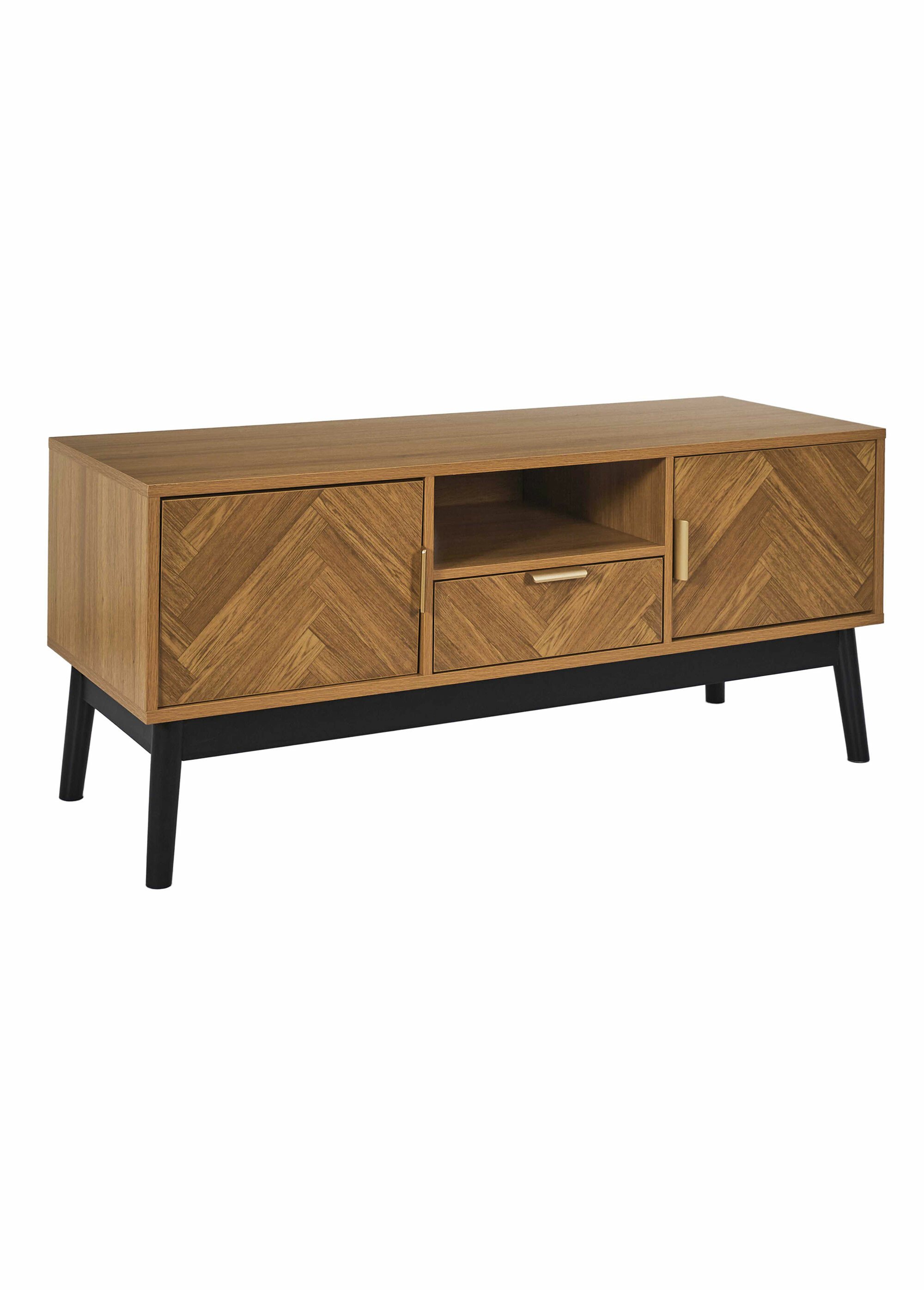 Meuble TV en bois façon chevrons MARRON CMP-HD0300 FA1