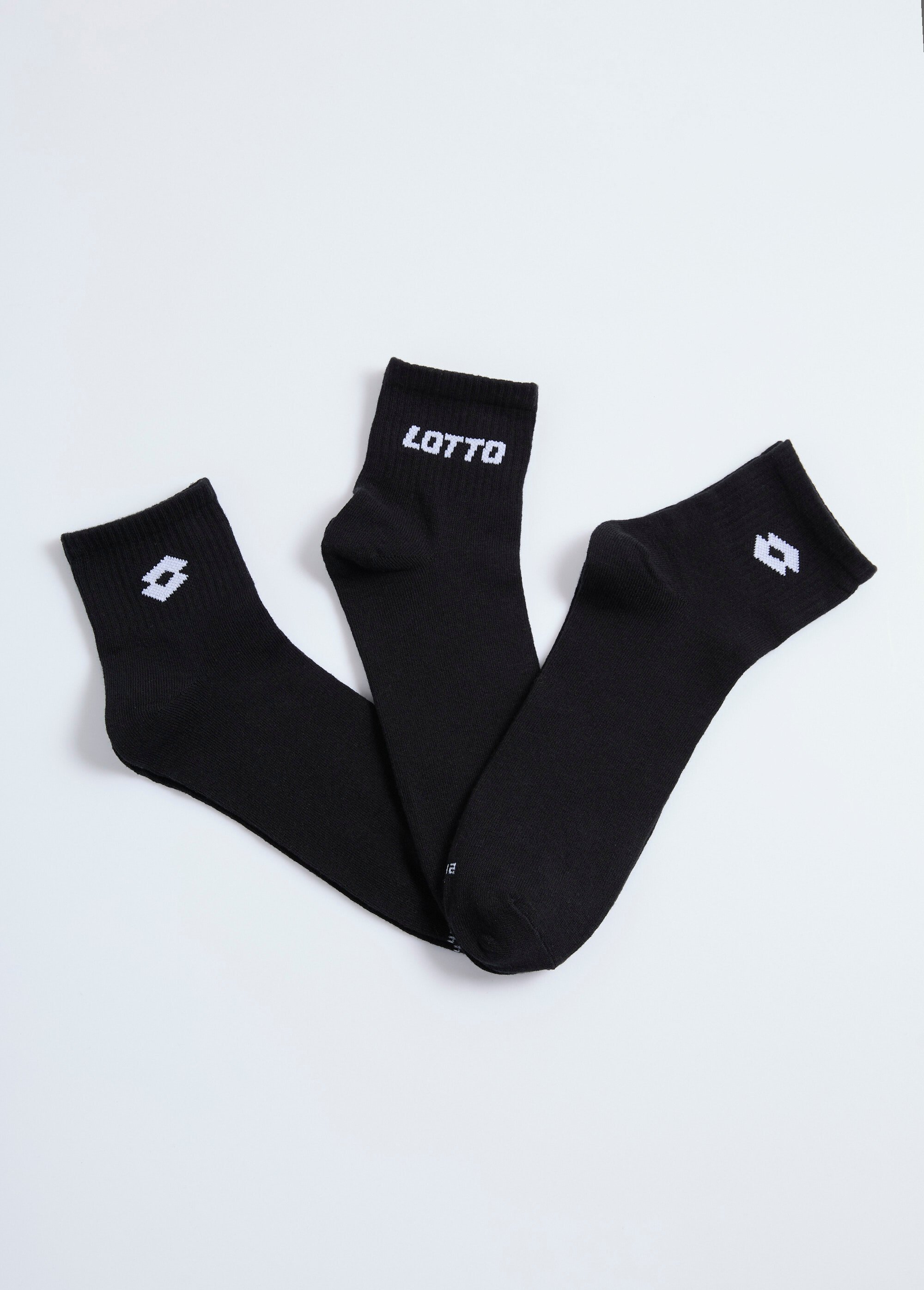 Mi-chaussettes sport à côtes avec logo Homme Noir BEN93515814 FA1