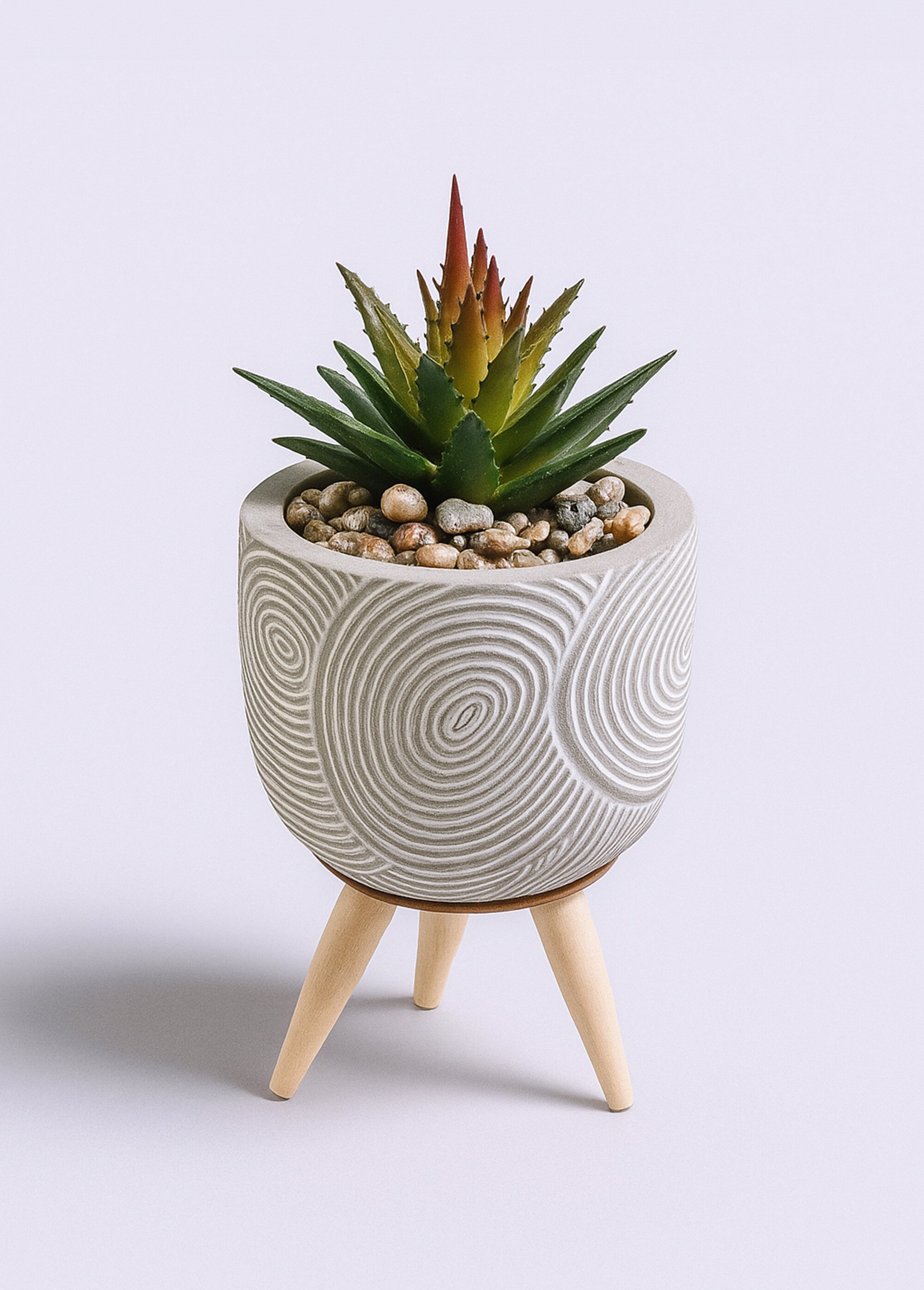 Plante artificielle + pot ciment décoré Gris CMP-HD4105 FA1