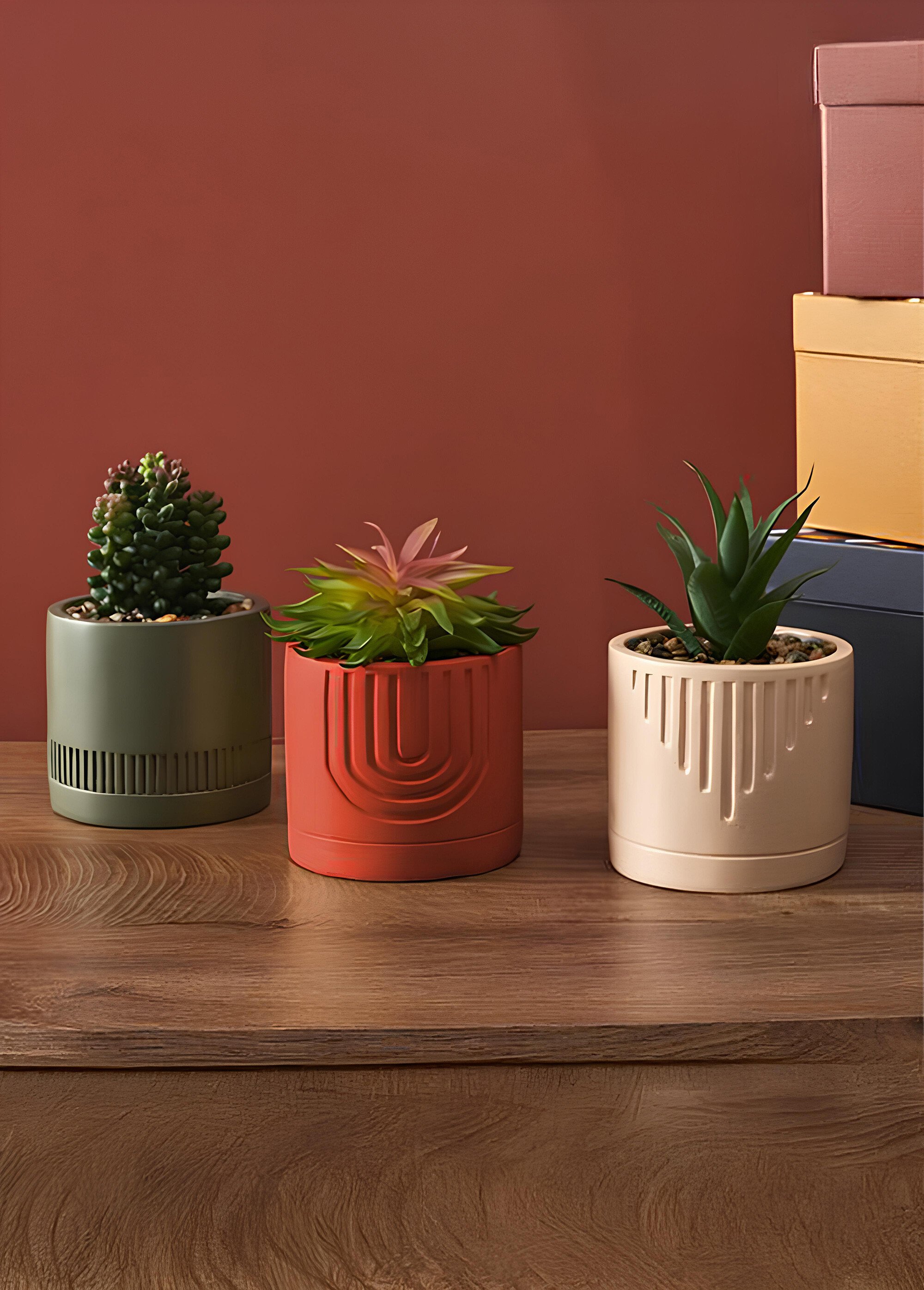 Plante artificielle Arty + pot coloré Beige CMP-HD4197 SI1