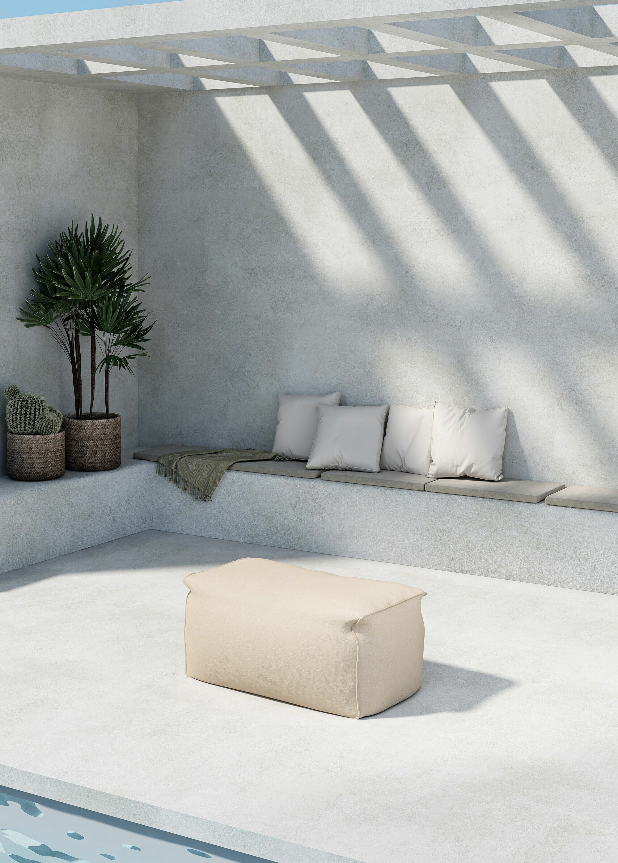 Pouf moelleux XXL en tissu BEIGE VEN-6172-002 SI1