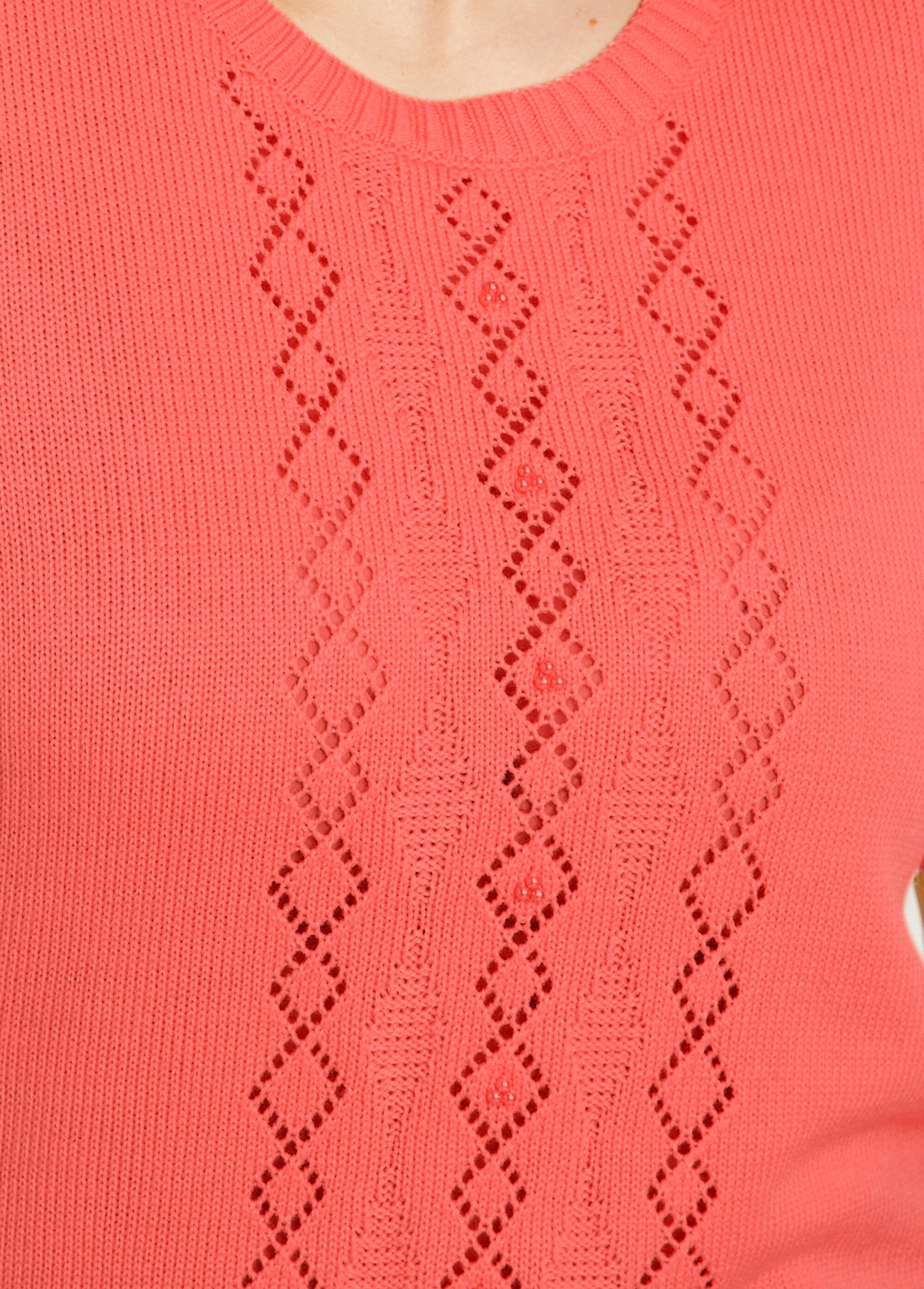 Pull ajouré perlé manches courtes