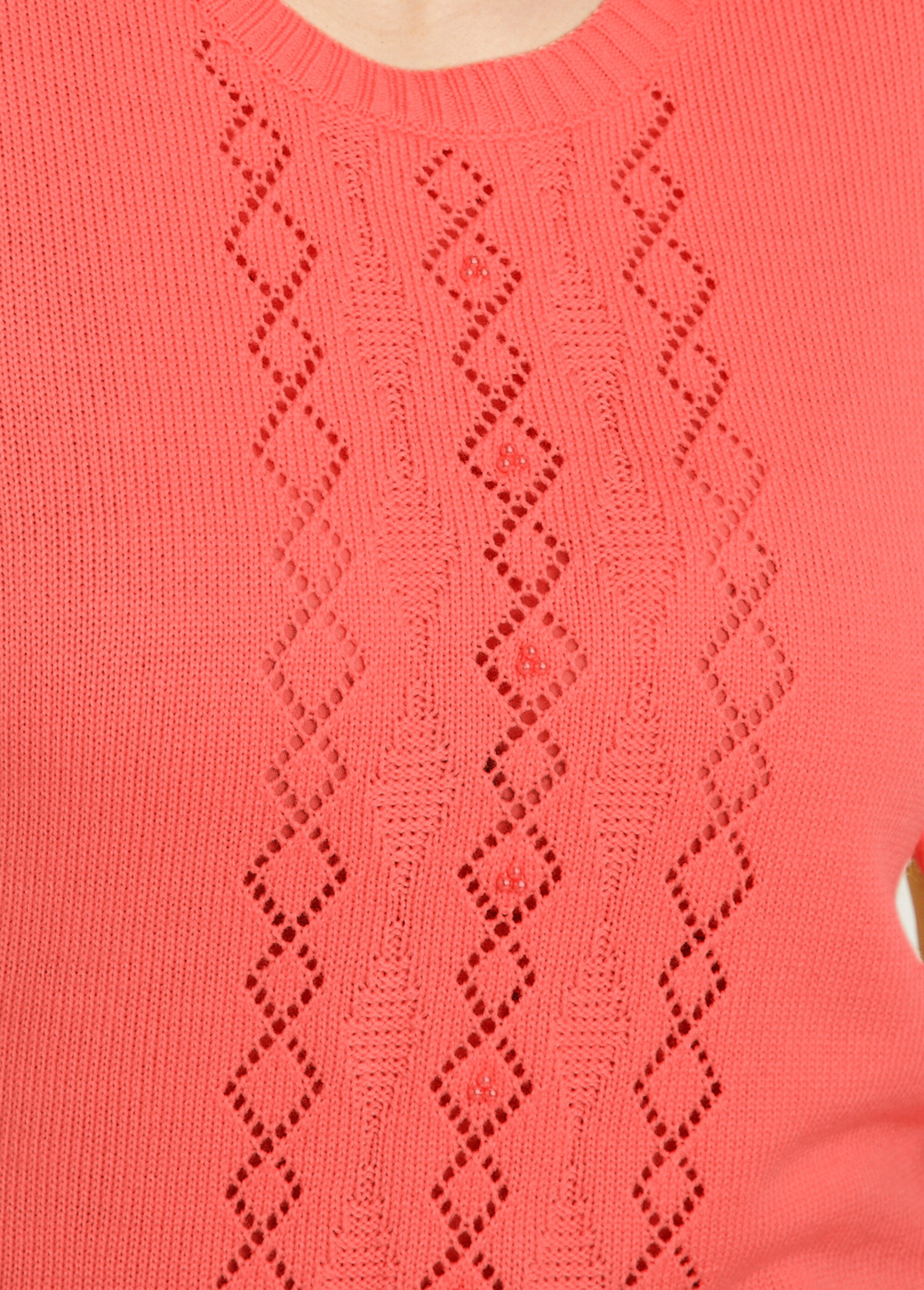 Pull ajouré perlé manches courtes Femme Rose MADERNO DE1