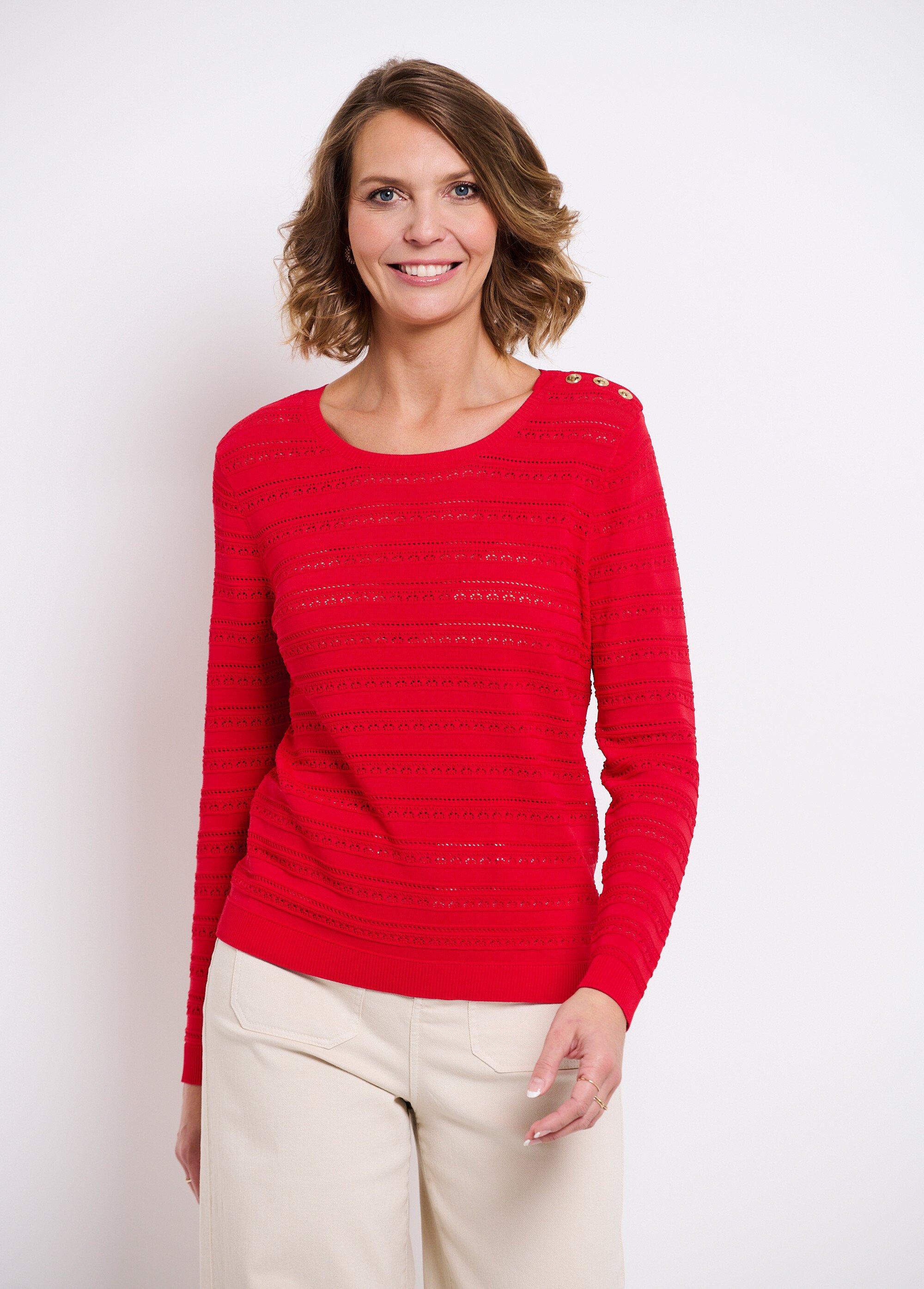 Pull Colour Block en rouge et gris foncé de Louise | 3481892 | Dames