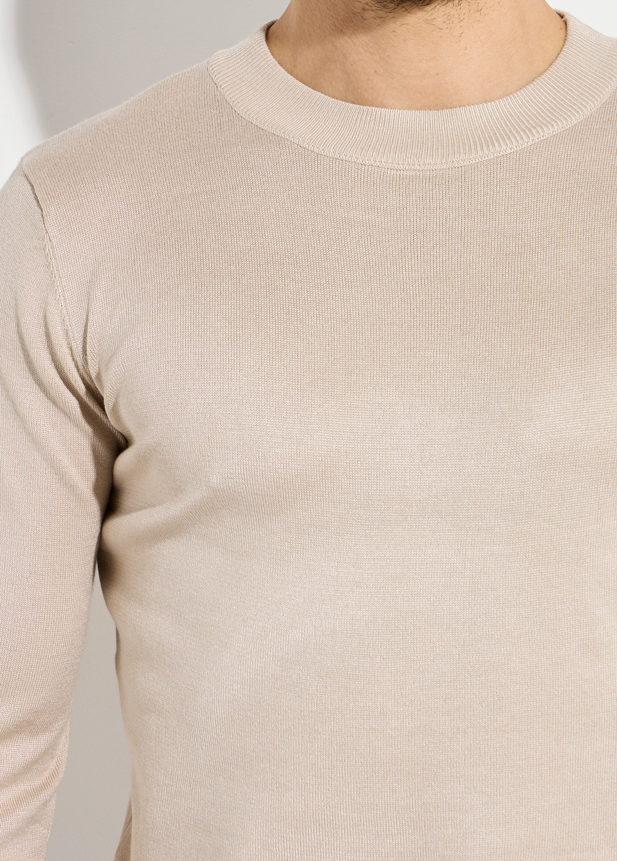 Pull en fine maille avec col montant Homme Beige FRIFA5105 DE1
