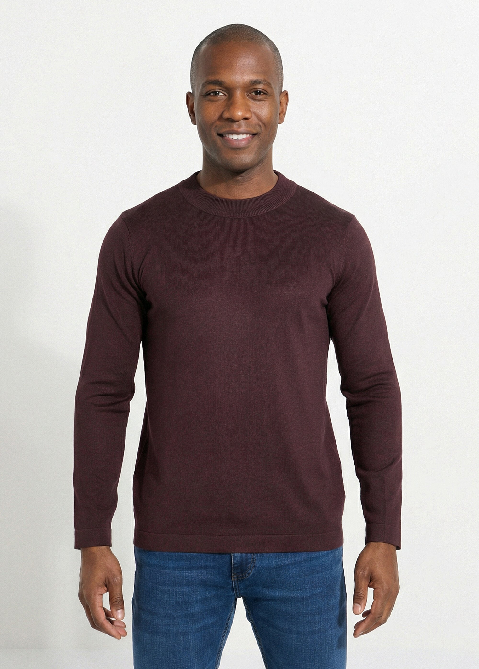 Pull en fine maille avec col montant Homme Marron FRIFA5105 FA1