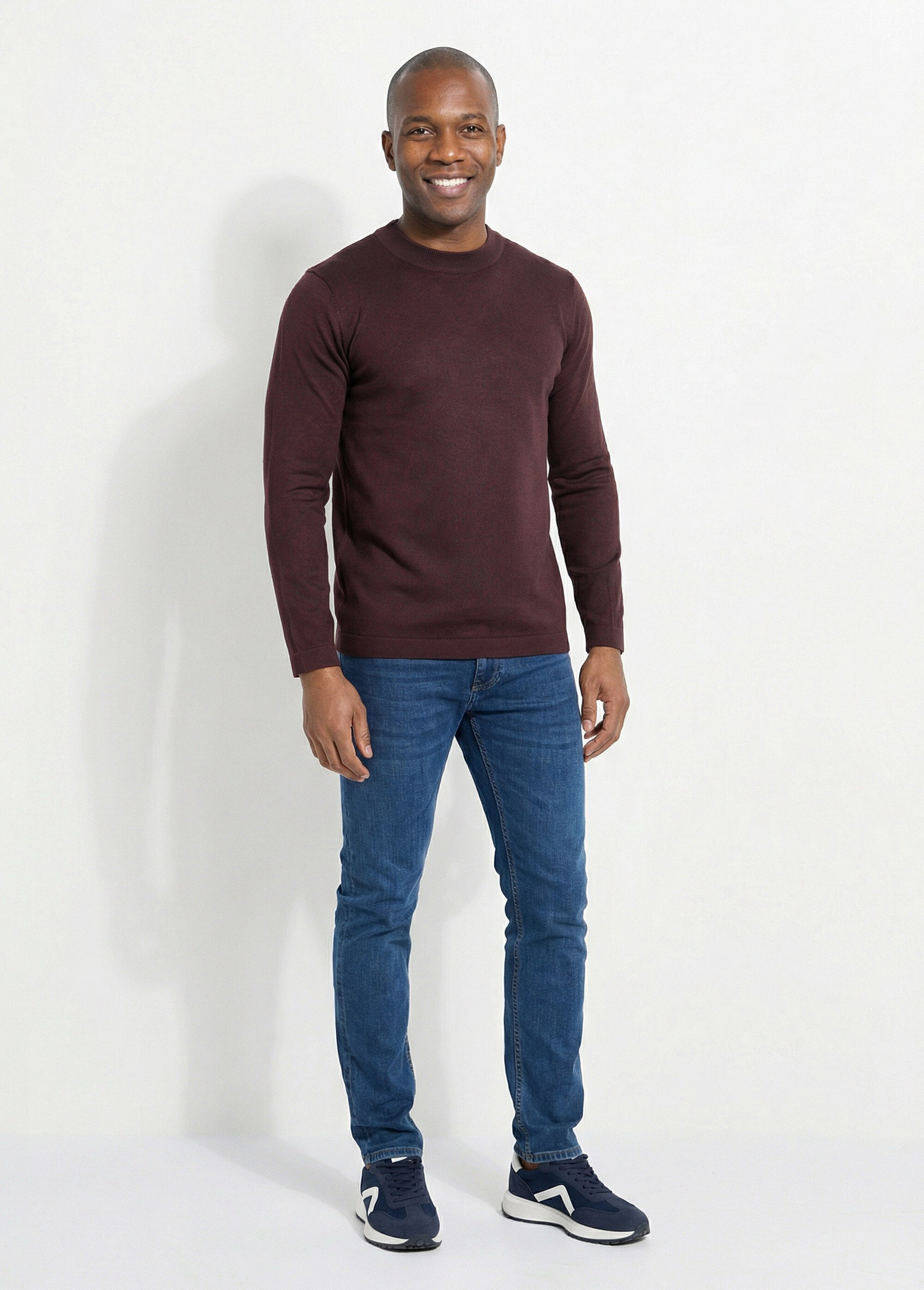 Pull en fine maille avec col montant Homme Marron FRIFA5105 SF1