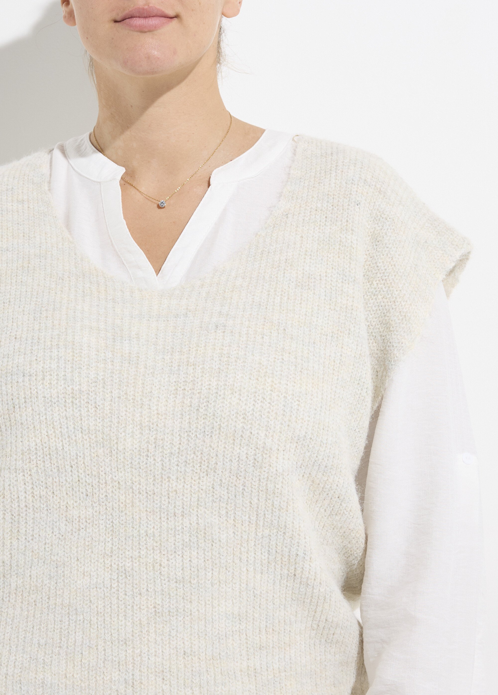 Pull sans manches chaud maille mousseuse