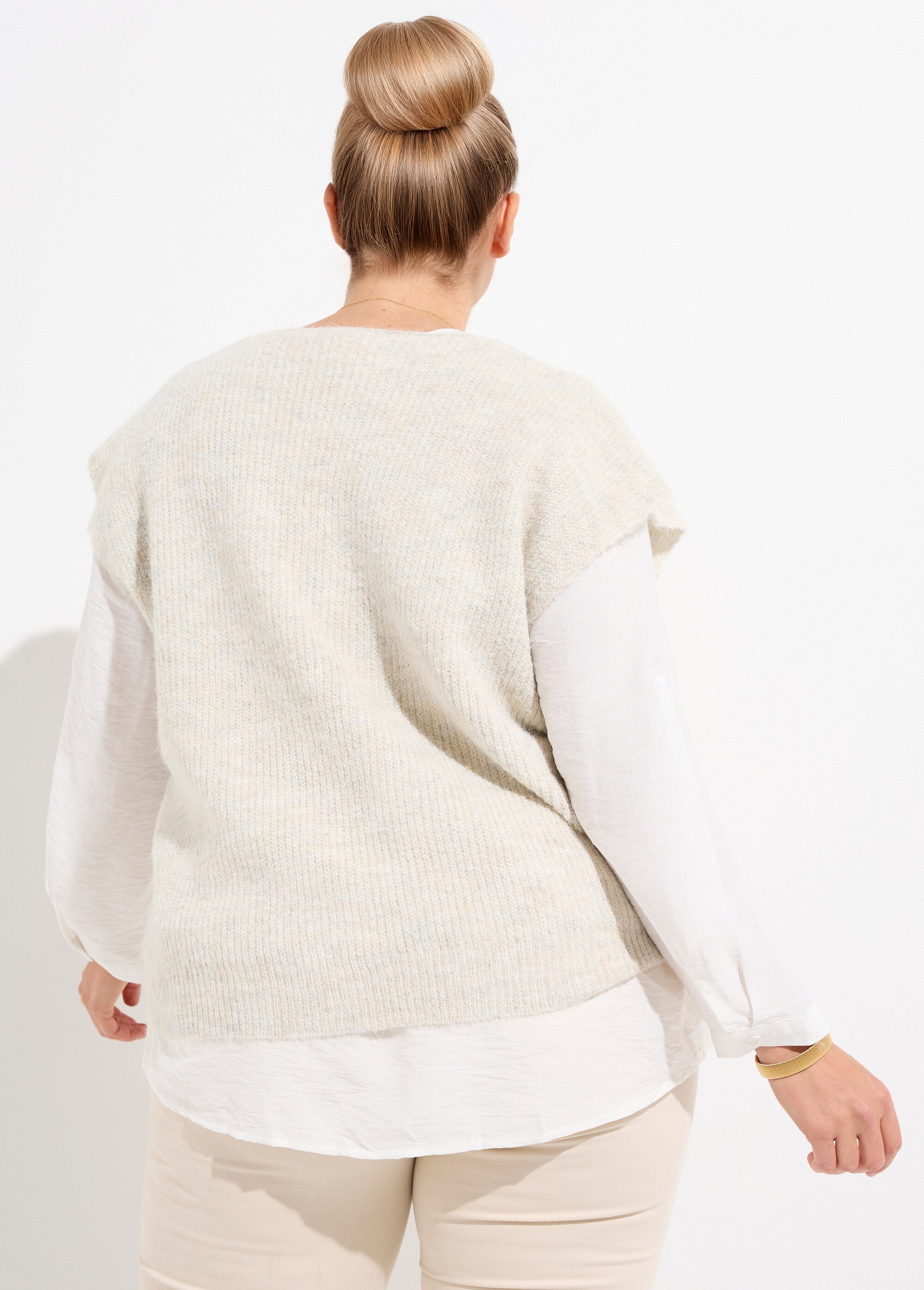 Pull sans manches chaud maille mousseuse