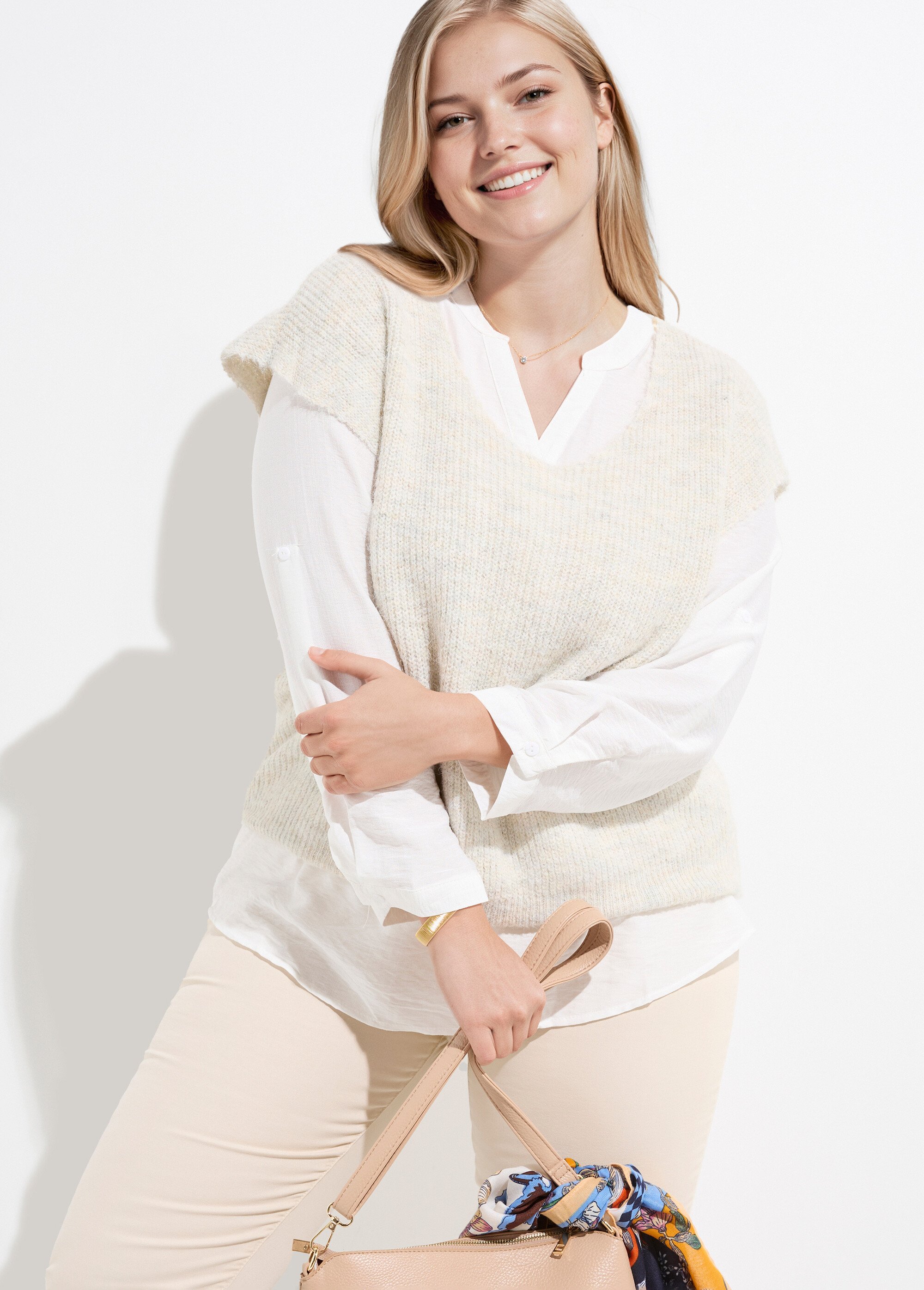 Pull sans manches chaud maille mousseuse