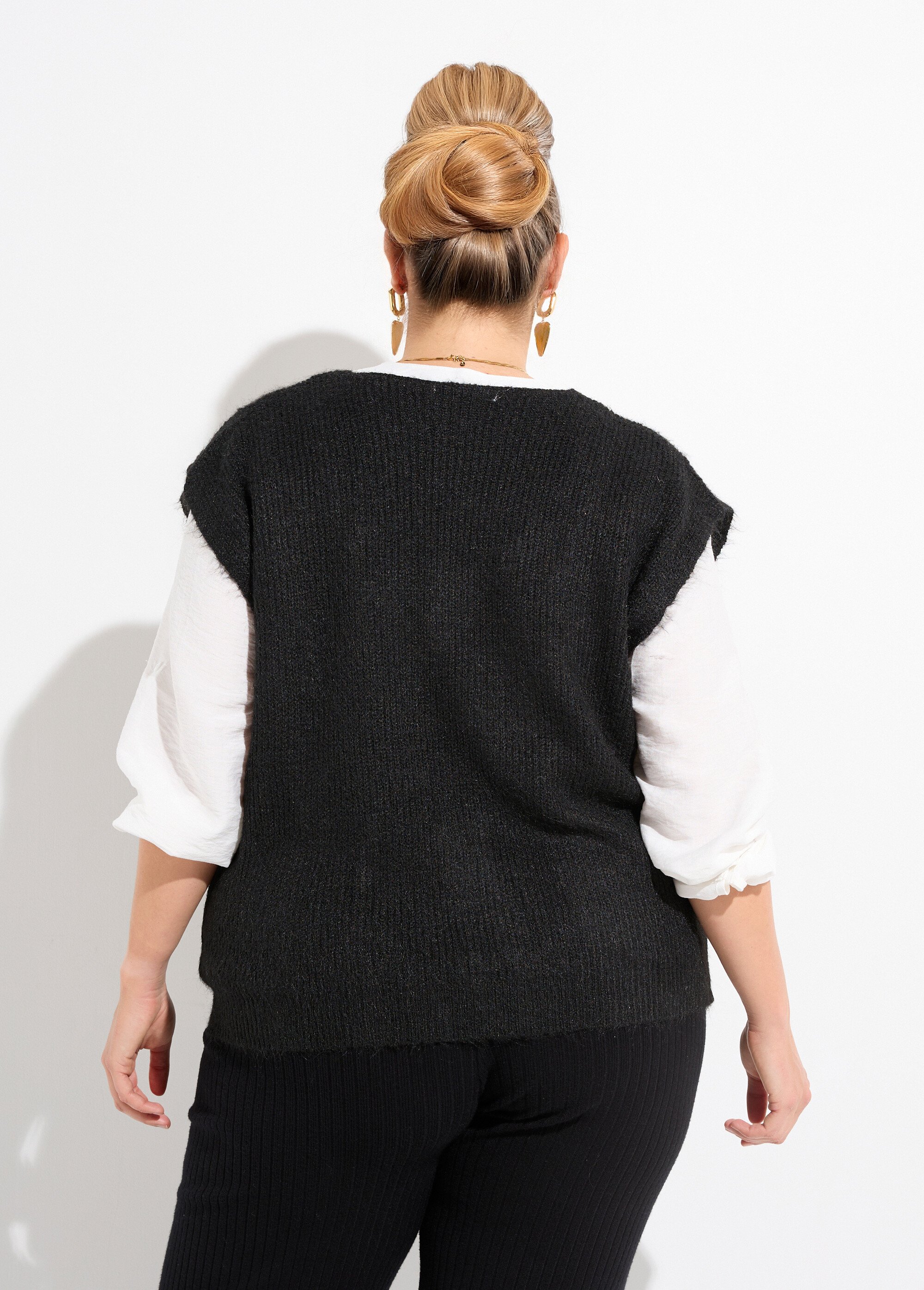 Pull sans manches chaud maille mousseuse