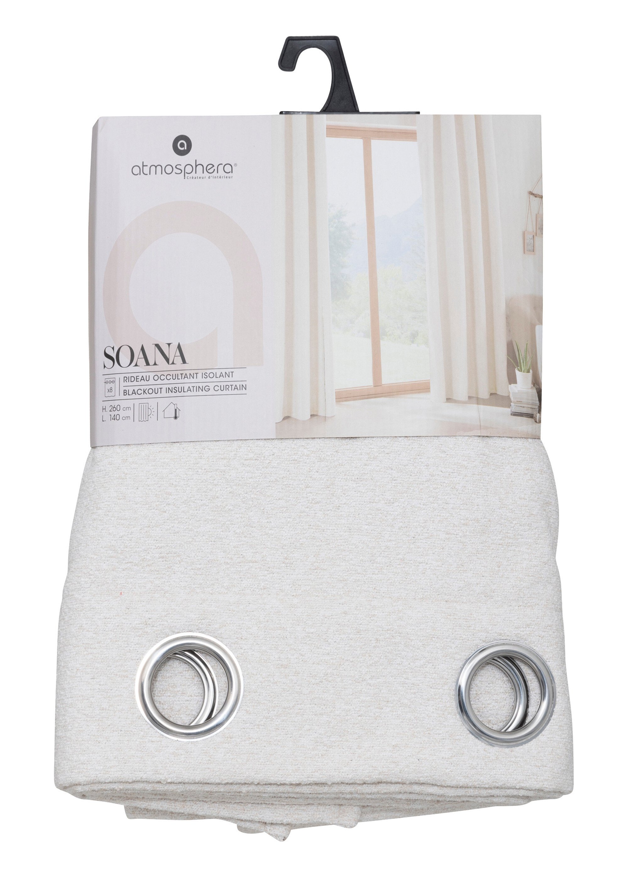 Rideau occultant et isolant, 140x260cm Beige JJA-204400 DE2