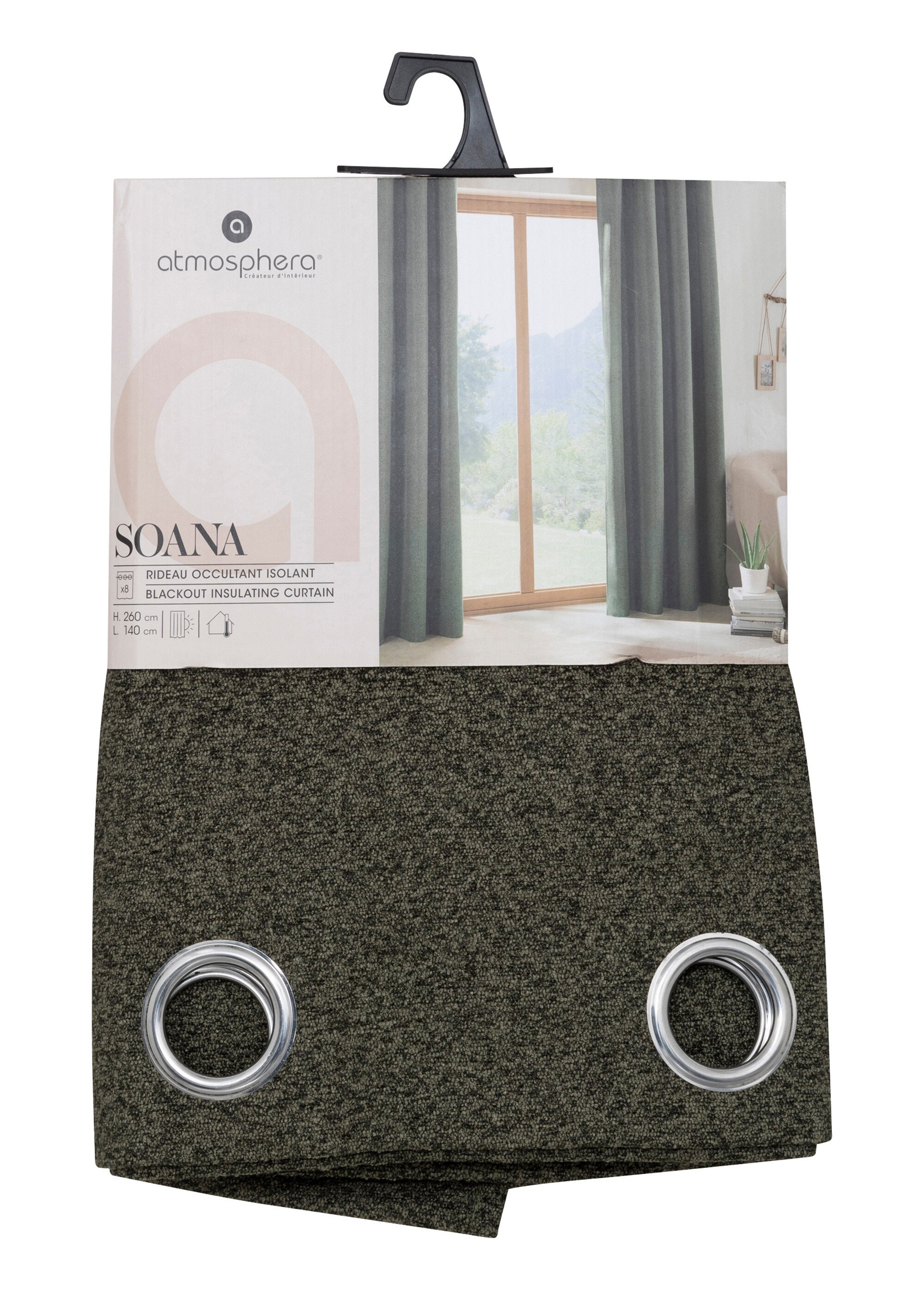 Rideau occultant et isolant, 140x260cm Vert JJA-204400 DE1