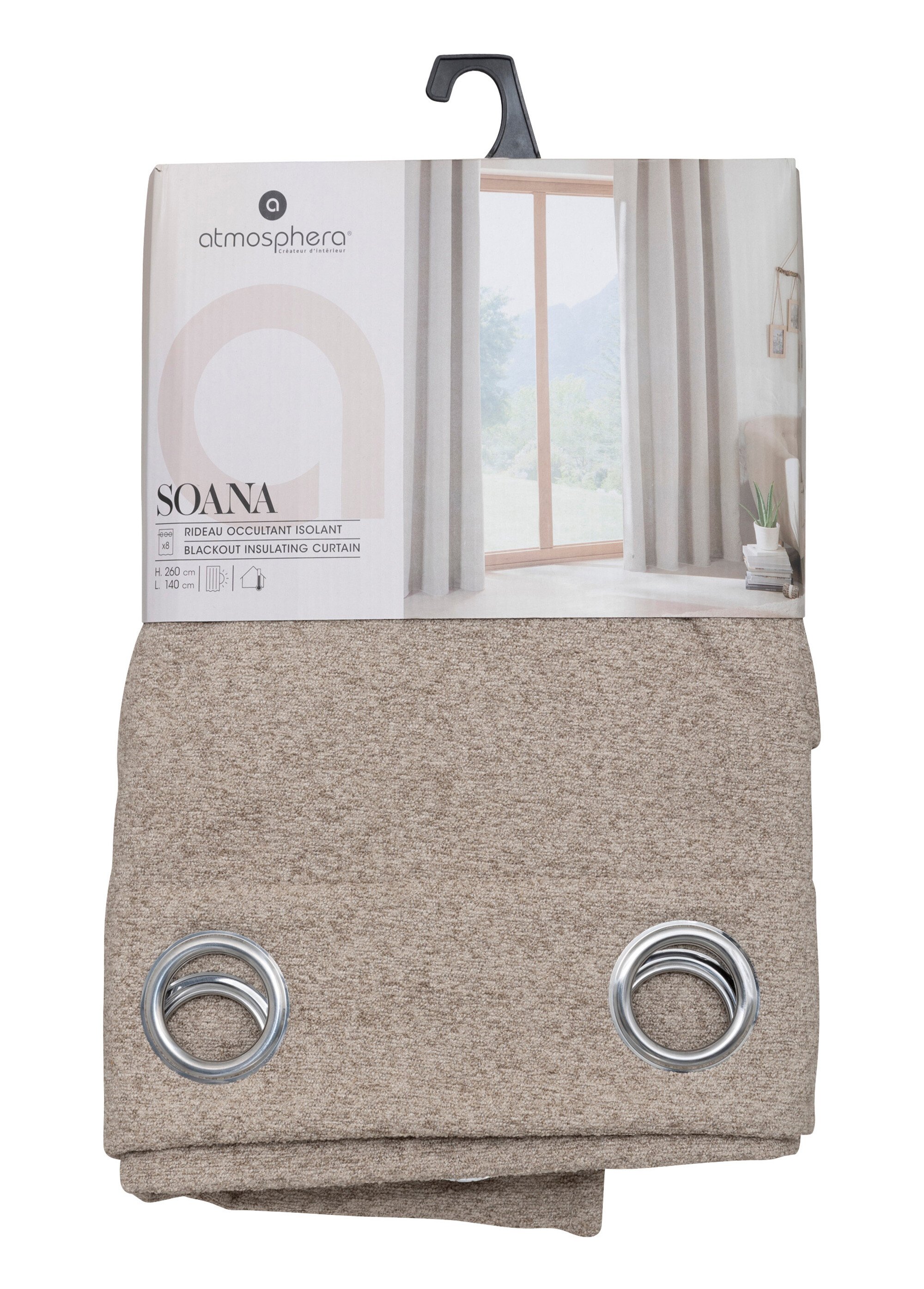 Rideau occultant et isolant, 140x260cm Marron JJA-204400 DE2