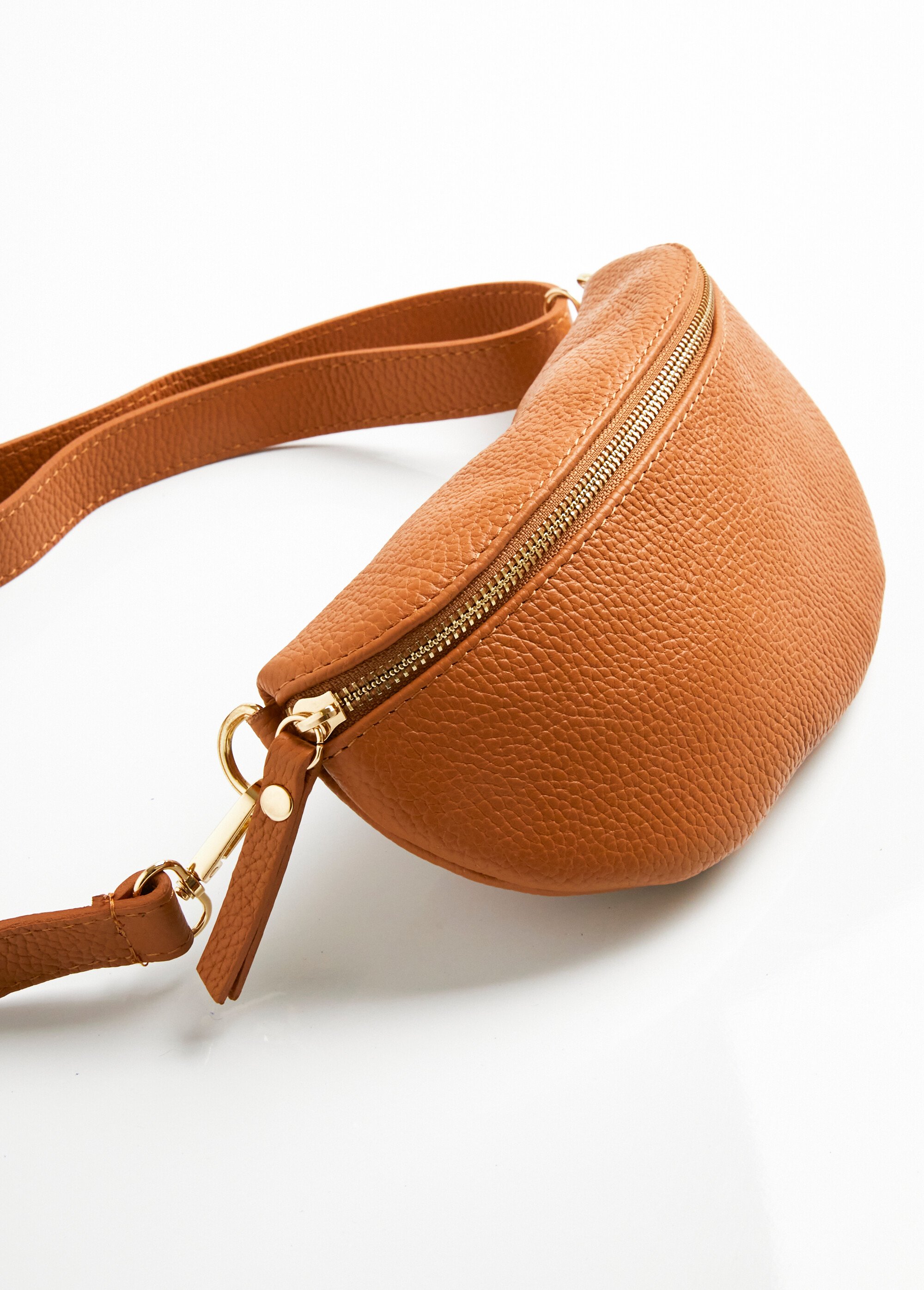 sac banane cuir marron