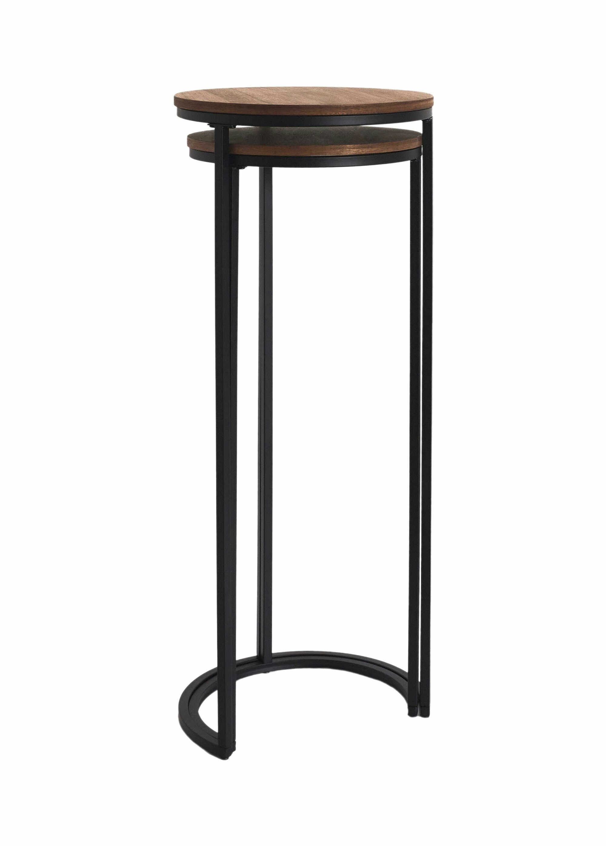 Sellettes métal et plateau aspect acacia MARRON CMP-HD0289 DE1