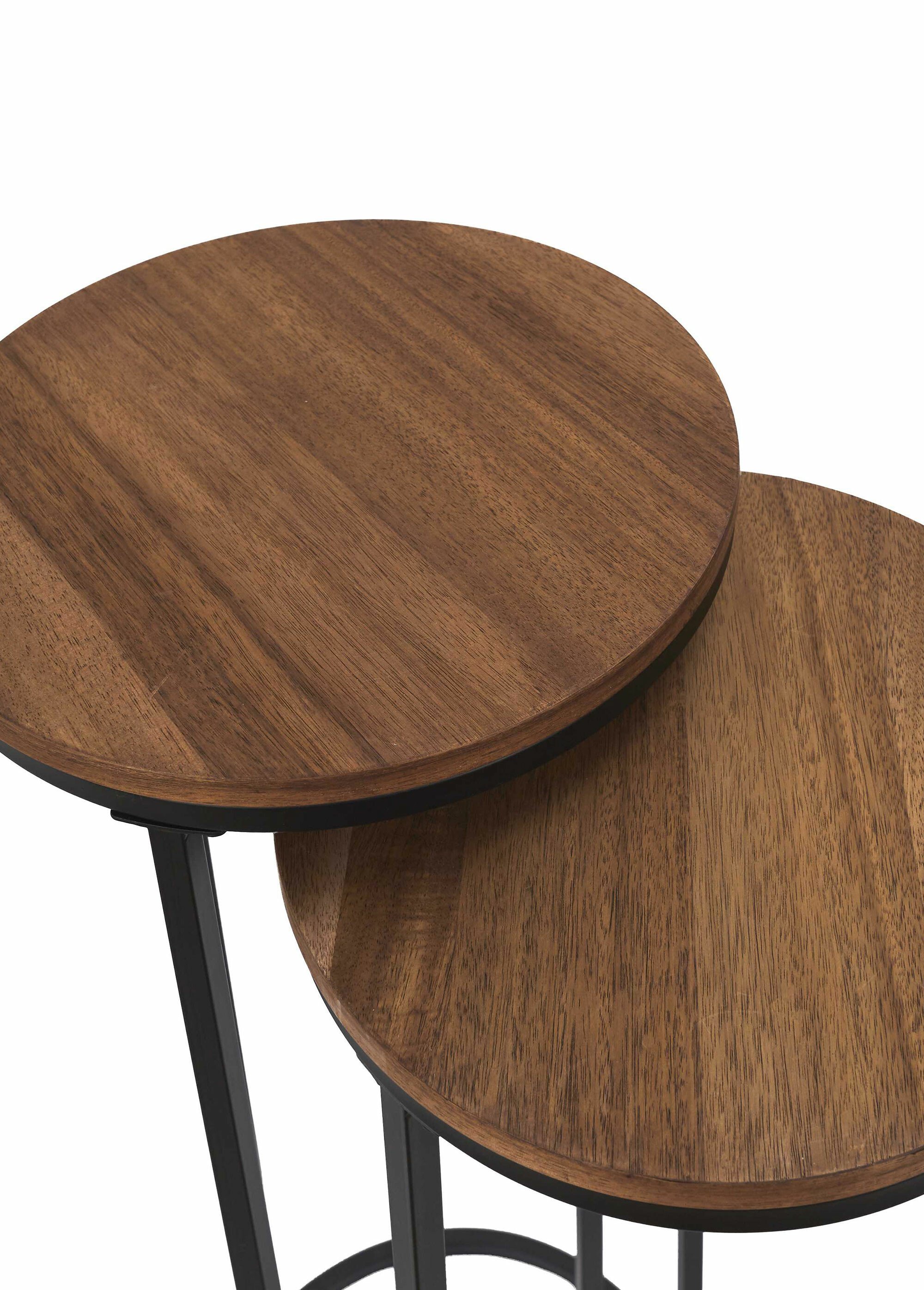 Sellettes métal et plateau aspect acacia MARRON CMP-HD0289 DE2