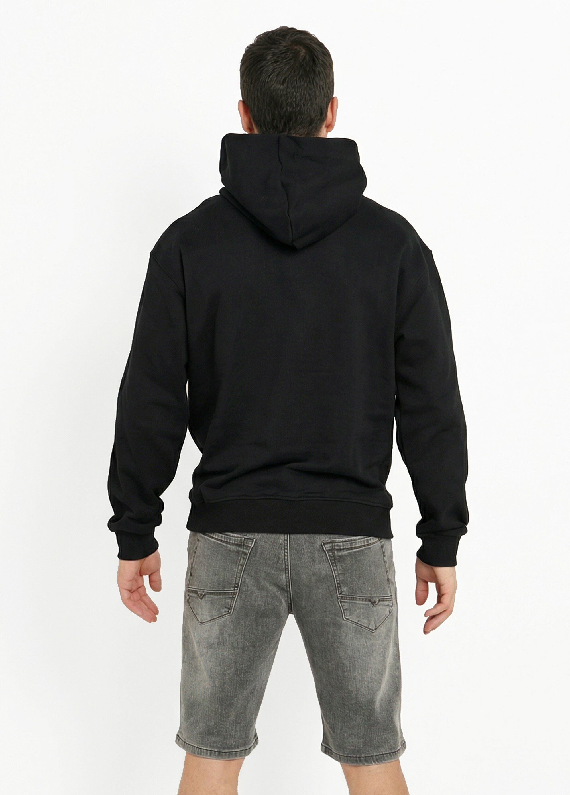 Sweat à capuche, broderie cœur poitrine Noir LYSSF7022 DO1