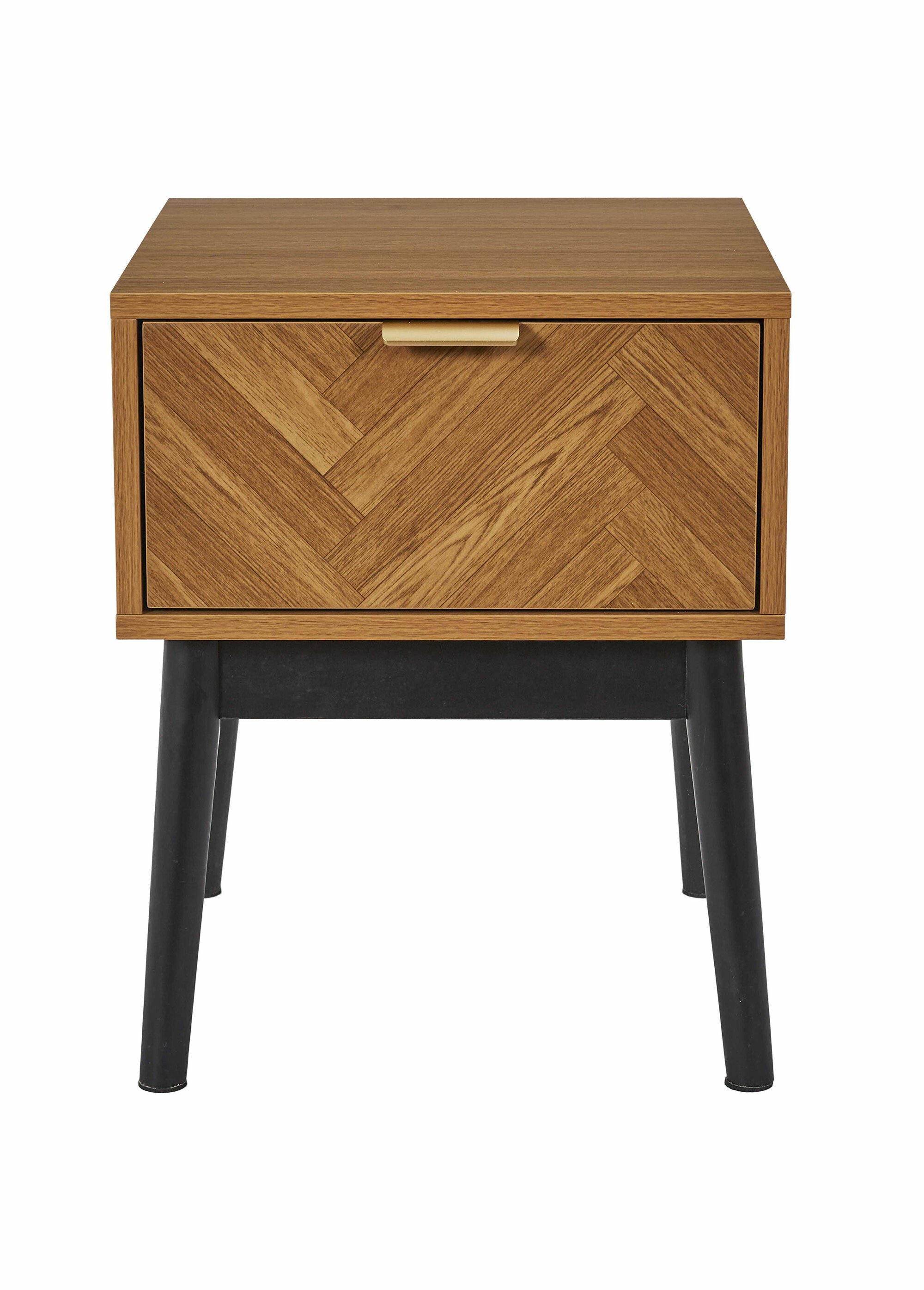 Table de chevet en bois façon chevrons MARRON CMP-HD0303 DE1