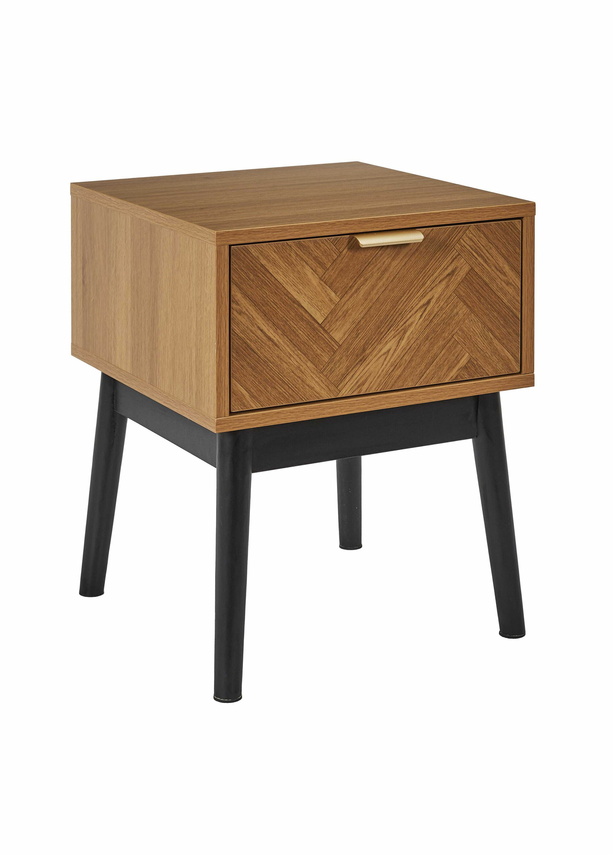 Table de chevet en bois façon chevrons MARRON CMP-HD0303 FA1