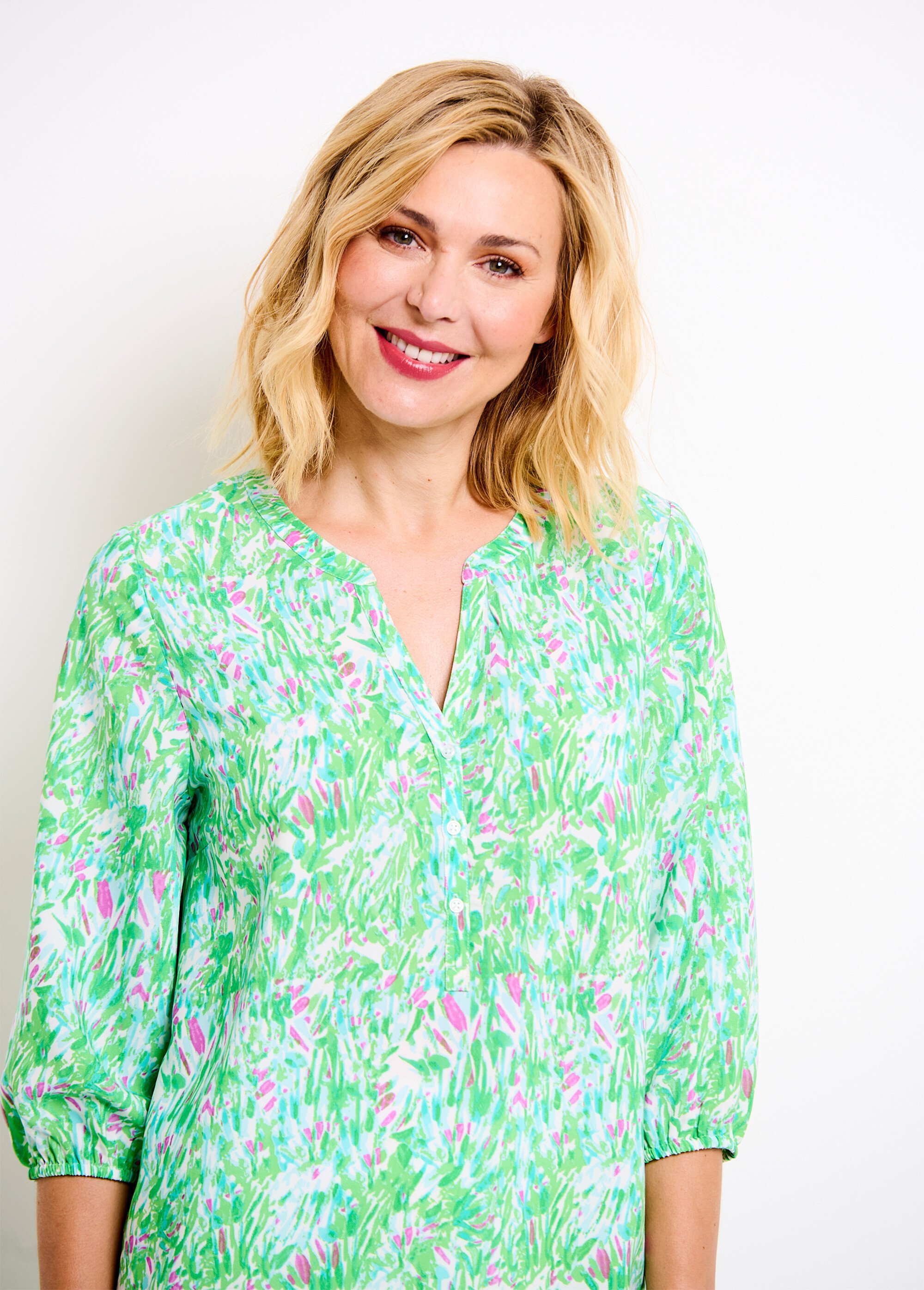 Tunique ample longue imprimée manches 3/4