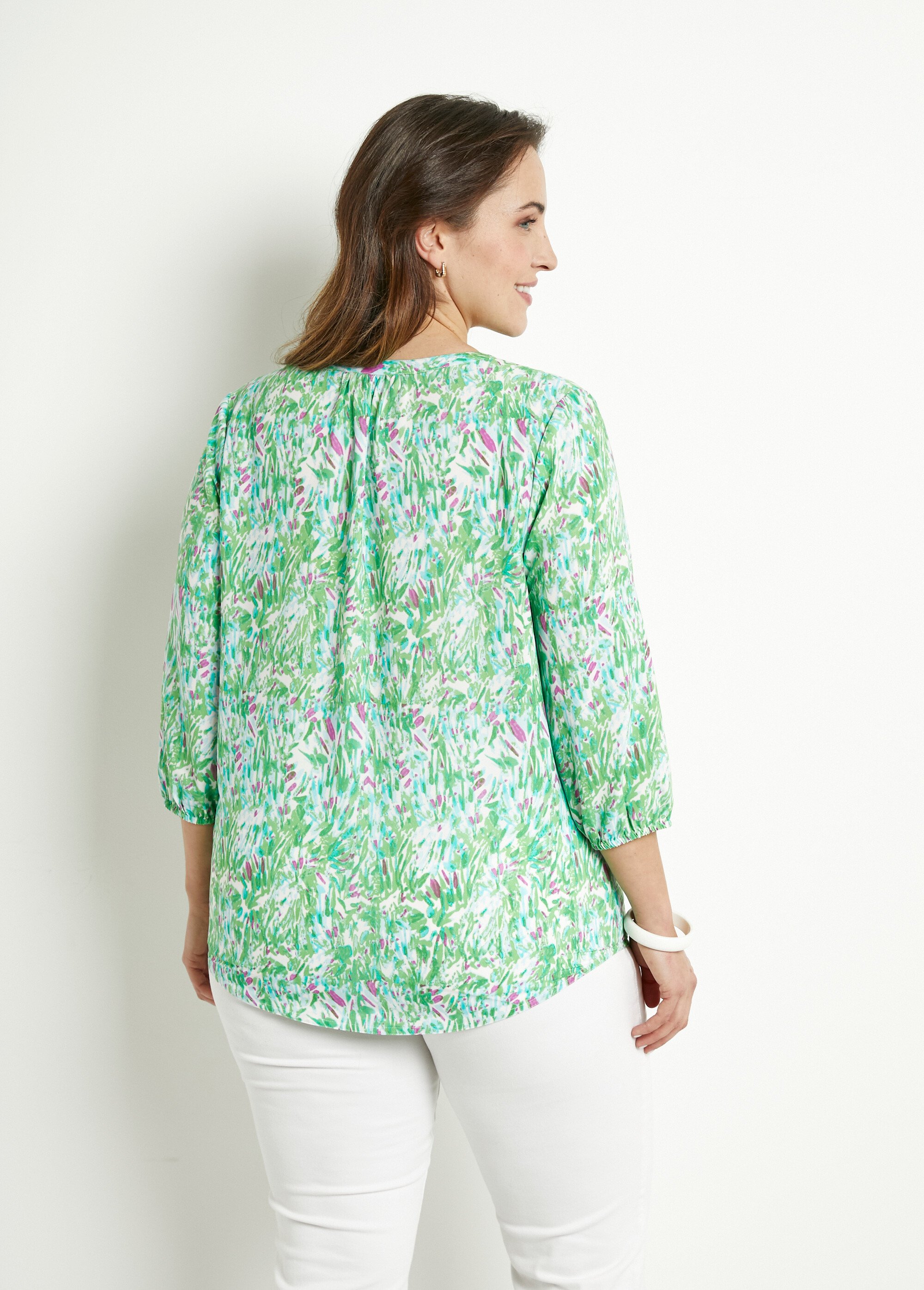 Tunique ample longue imprimée manches 3/4