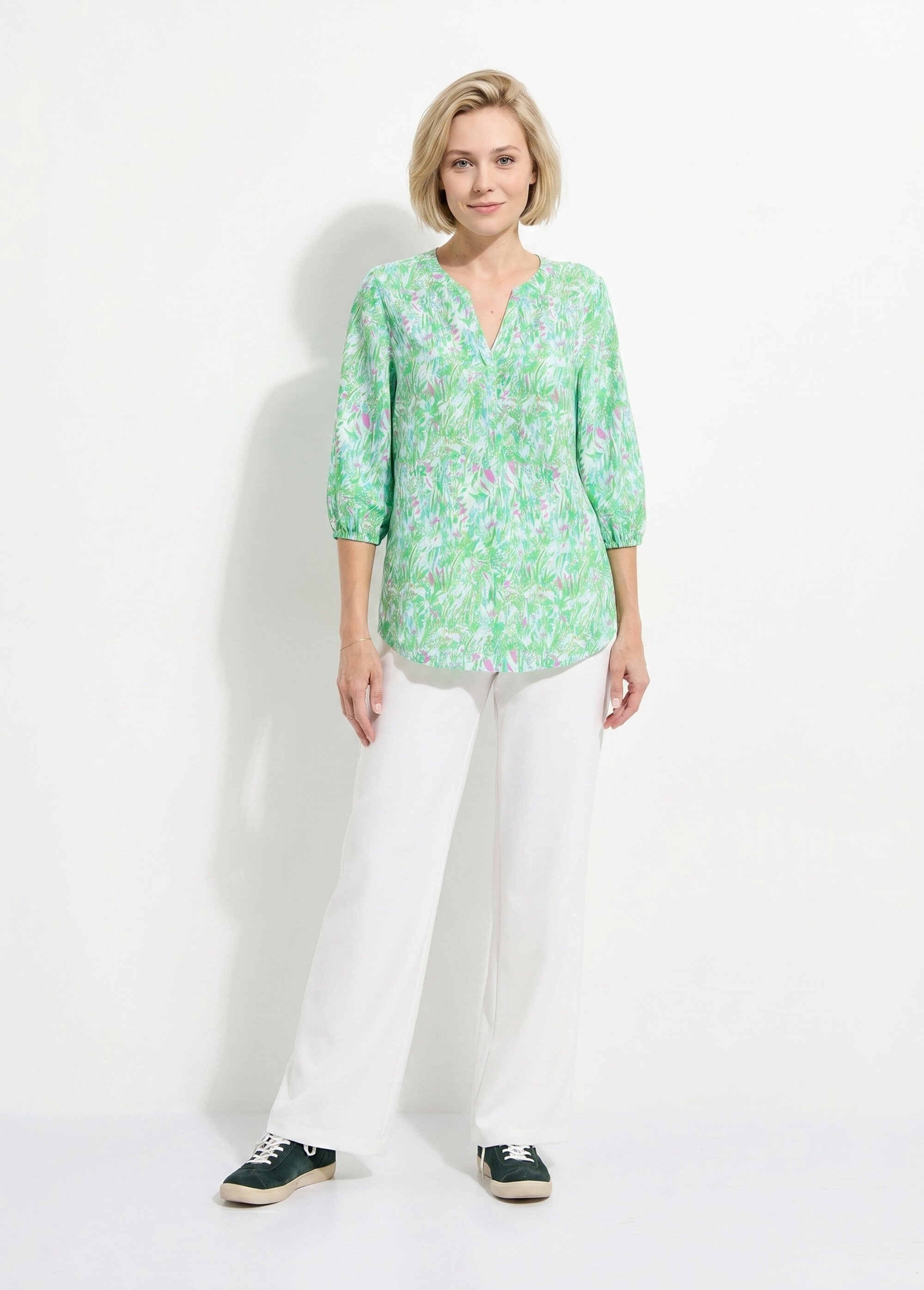 Tunique ample longue imprimée manches 3/4 Femme Vert CROISETTE SI1