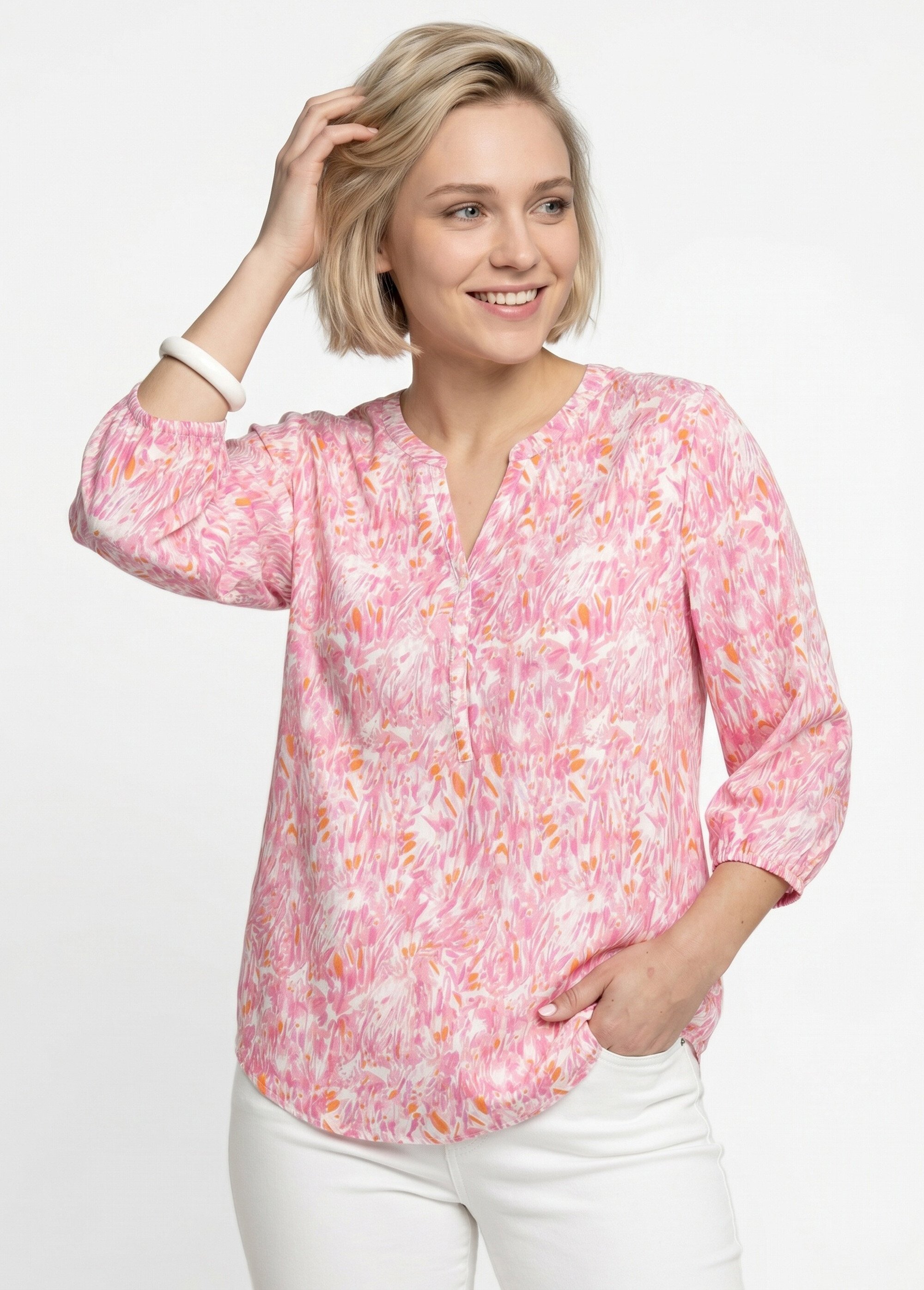 Tunique ample longue imprimée manches 3/4 Femme Rose CROISETTE MV1