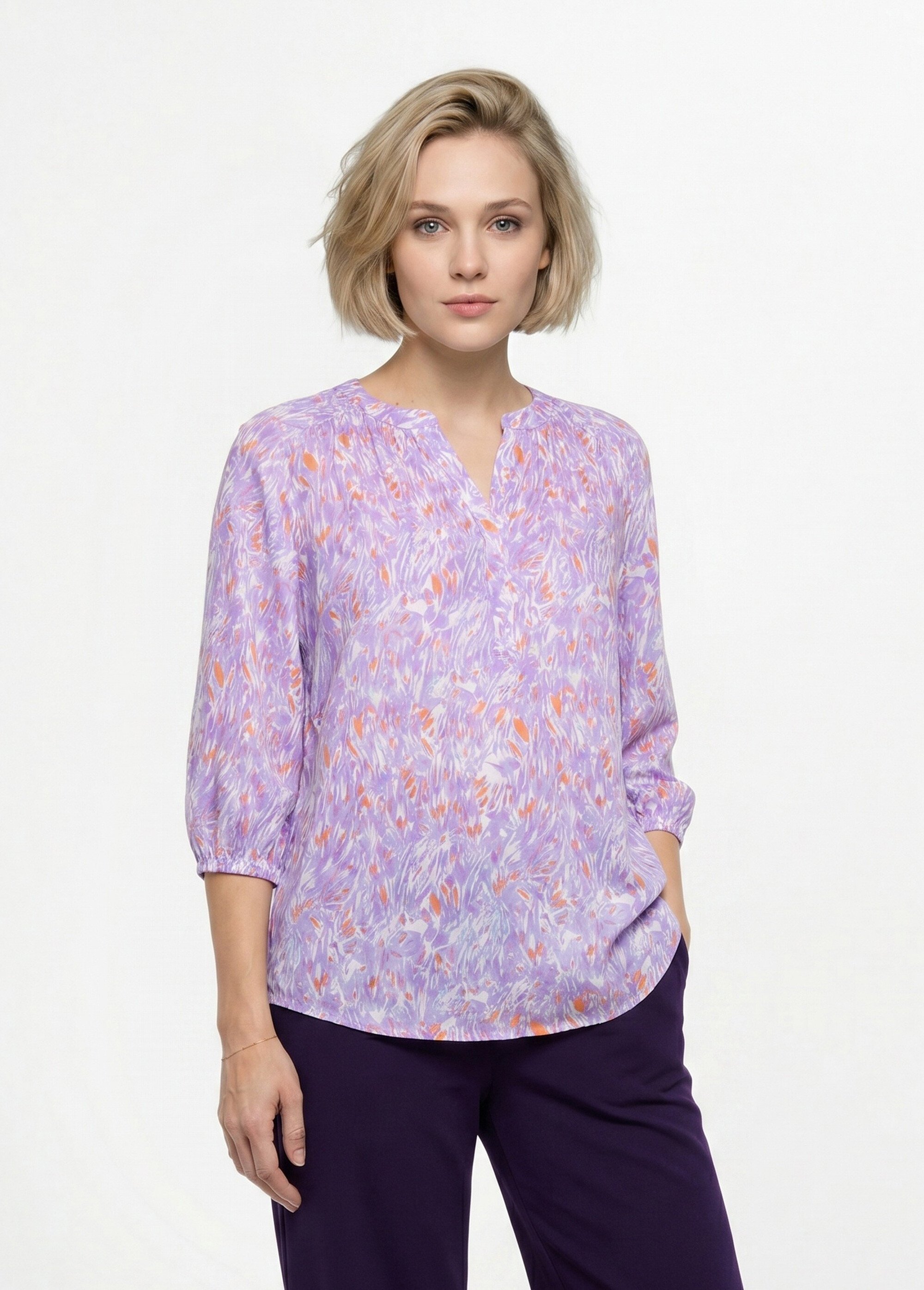 Tunique ample longue imprimée manches 3/4 Femme Violet CROISETTE FA1