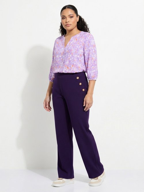 Tunique ample longue imprimée manches 3/4 Femme Grande Taille Violet CROISETTE SI1