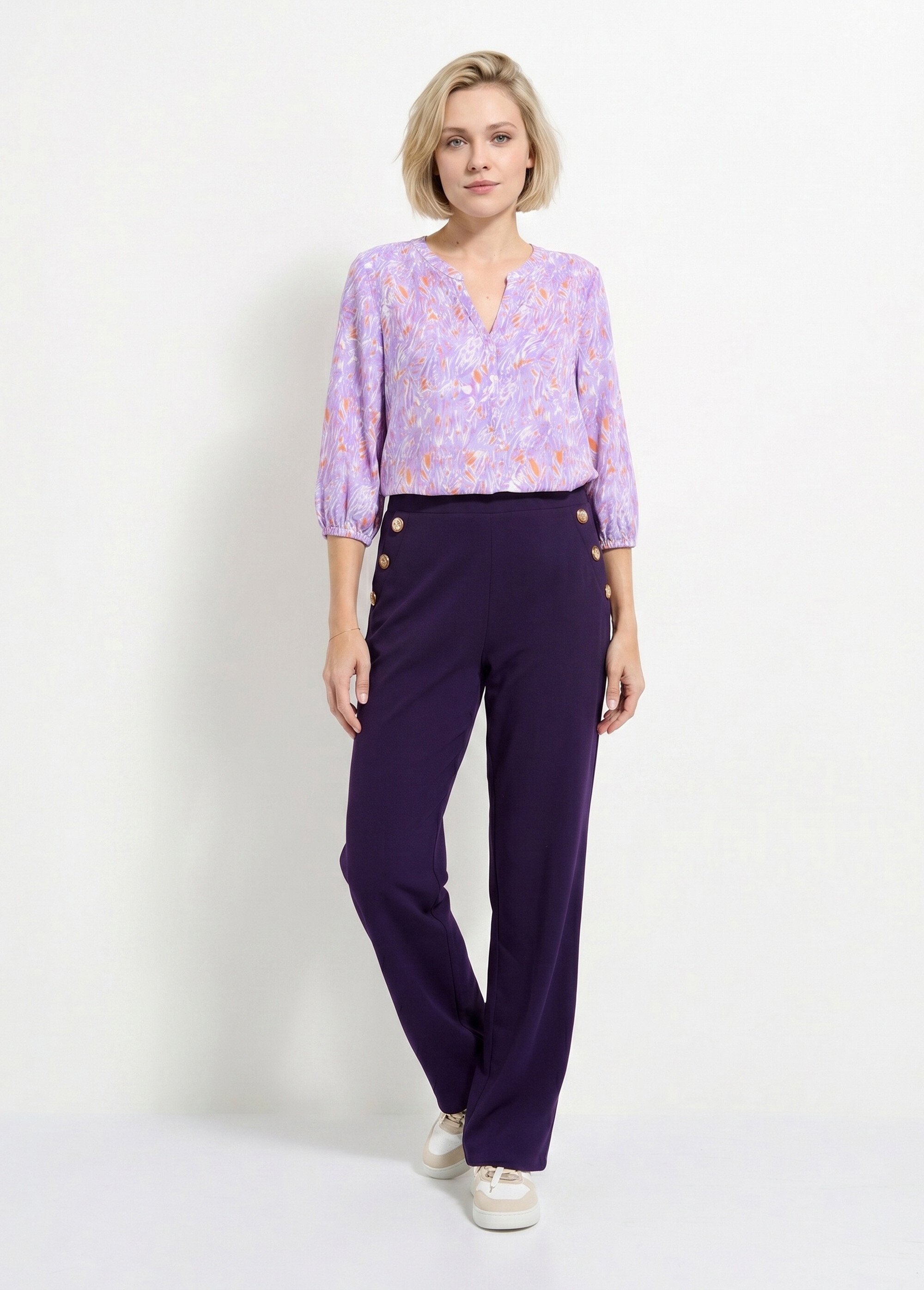 Tunique ample longue imprimée manches 3/4 Femme Violet CROISETTE SI1